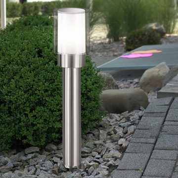 etc-shop Sockelleuchten, Leuchtmittel nicht inklusive, Gartenlampen Aussen silber Aussenlampe Stehleuchte