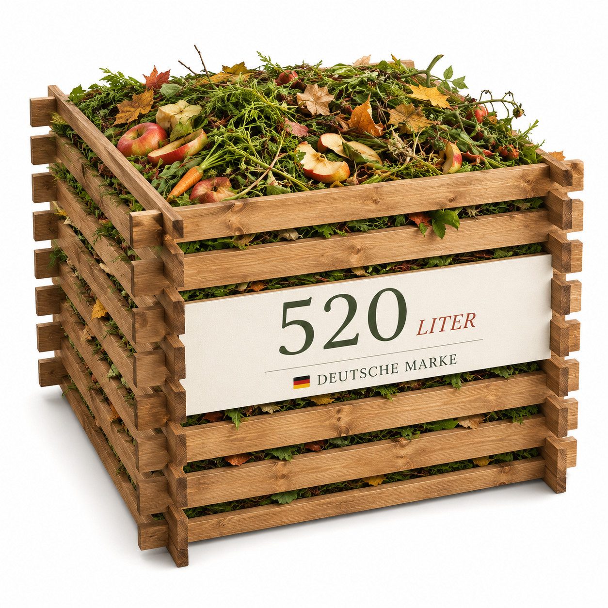 Onbest Komposter 2cm dickes Holz 100x72x100cm Stecksystem, BxTxH: 100x100x72 cm, 520 l, 520L, Made in Europe