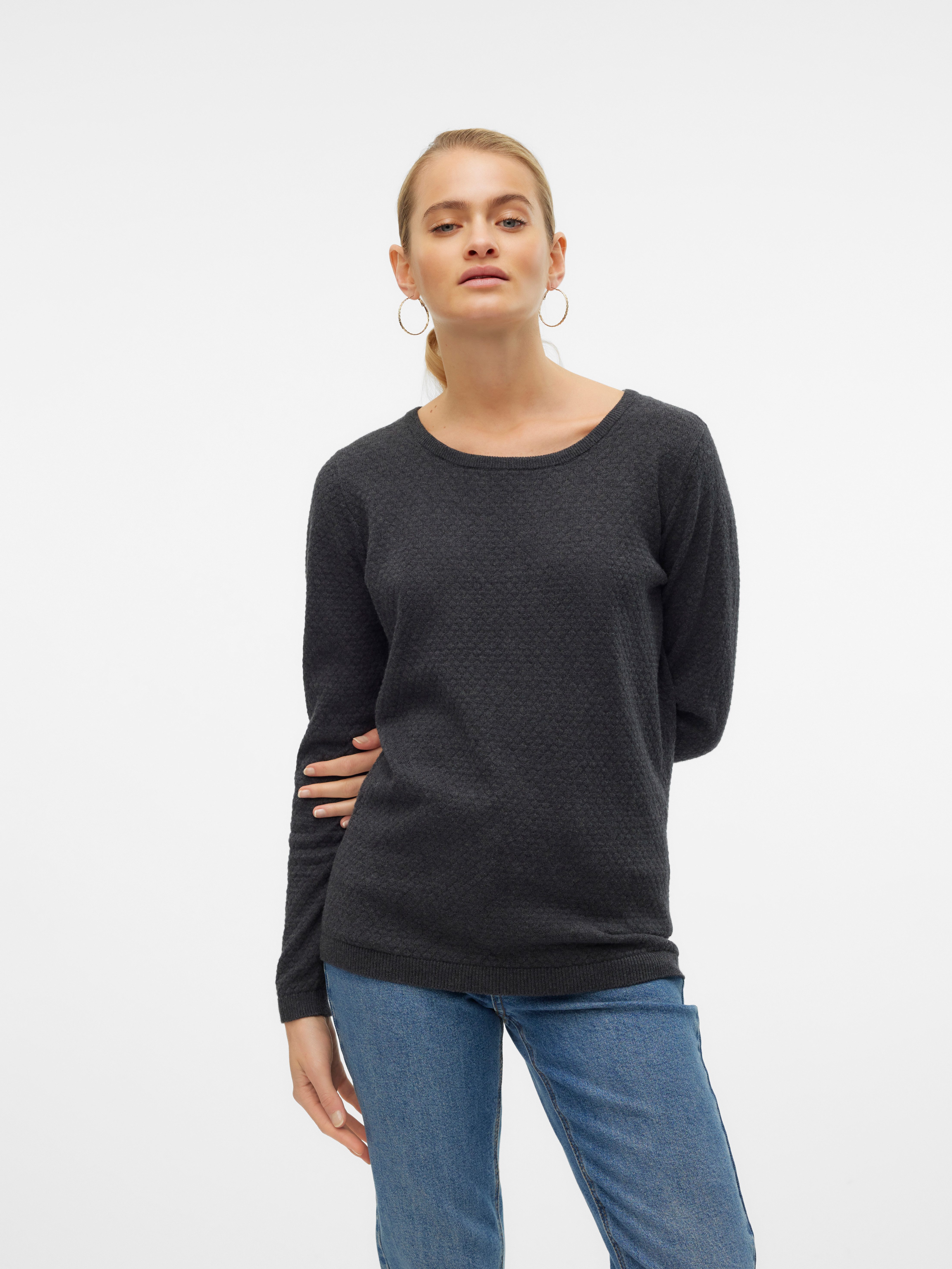Vero Moda Rundhalspullover VMCARE STRUCTURE LS O-NECK BLOUSE aus Bio-Baumwo günstig online kaufen