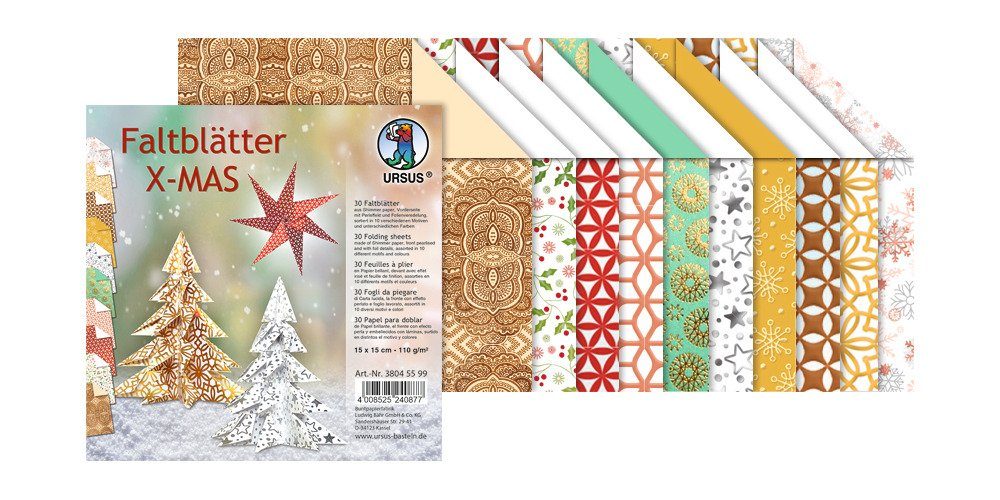 Ursus - Ludwig Bähr Kraftpapier Hotfoil Xmas, 30 Blatt