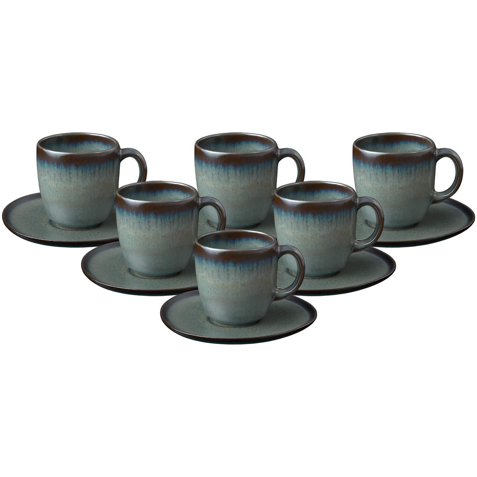 like. by Villeroy & Boch Tasse Lave Kaffeetassen mit Untertassen 190 ml 6er Set, 6-tlg., Steingut