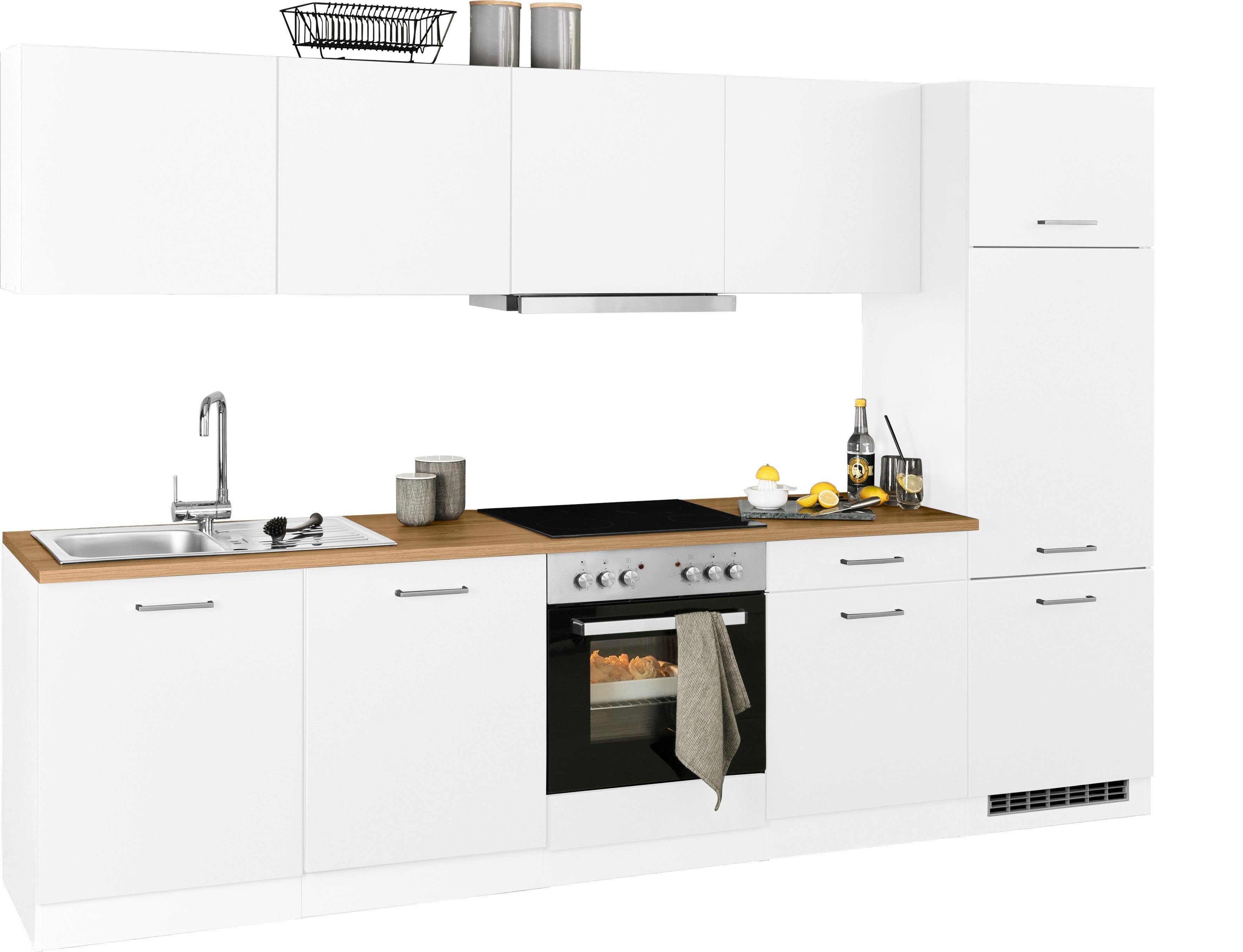 KOCHSTATION Küchenzeile KS-Kehl, mit E-Geräten, Breite 300 cm, inkl. Kühlschrank und Geschirrspüler