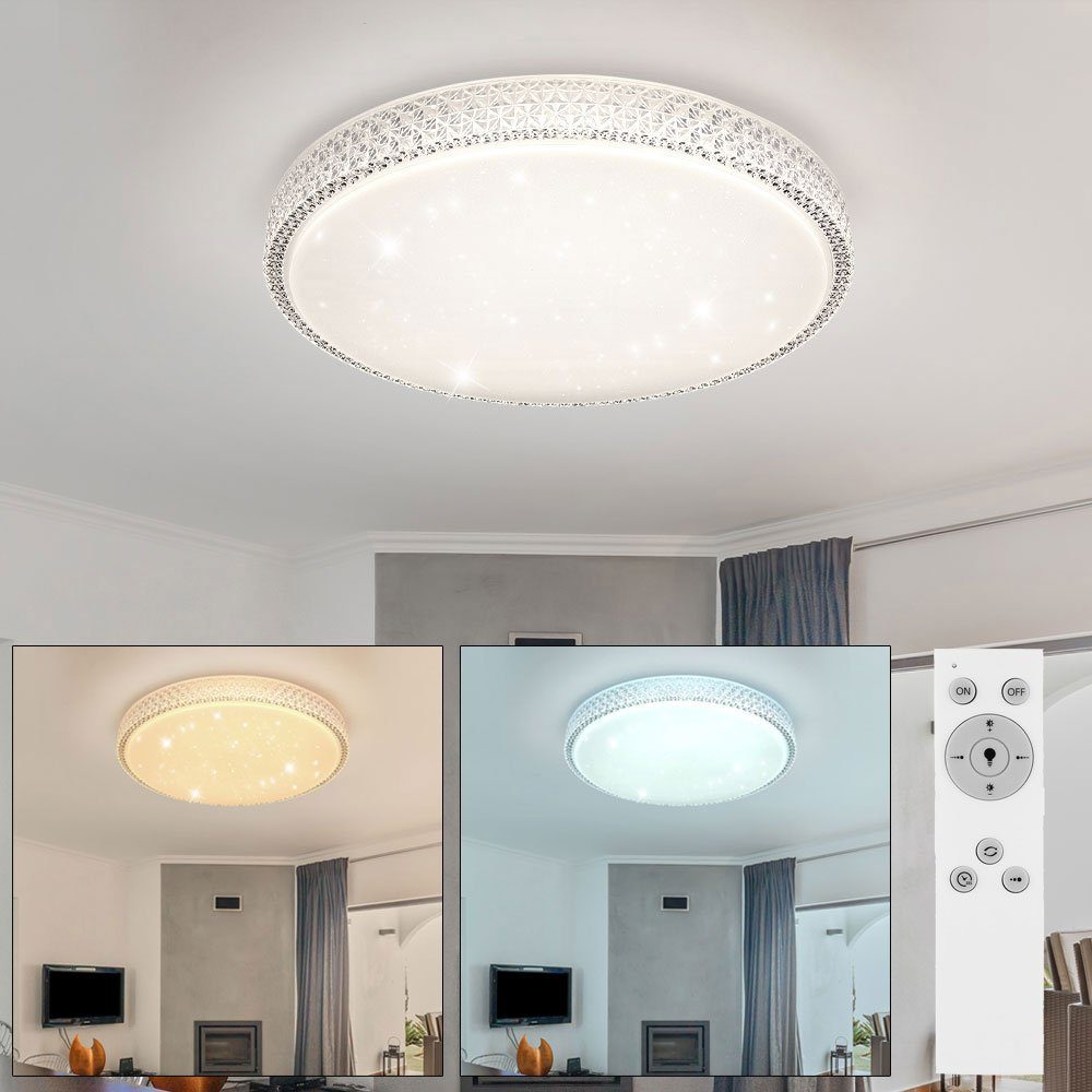 etc-shop LED Deckenleuchte, LED Ess Kristall D Sternen Zimmer weiß - Wohn Decken Beleuchtung cm Lampe 60 Effekt