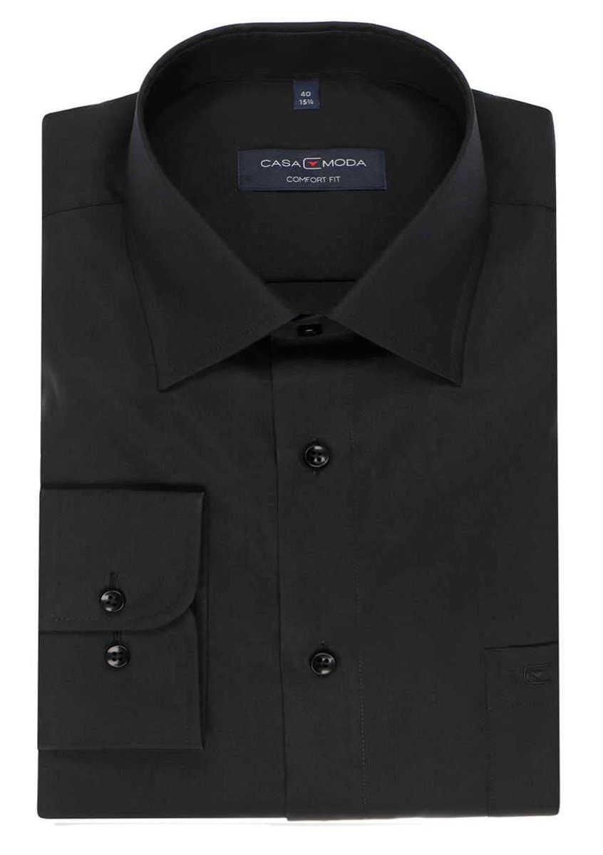 CASAMODA Businesshemd Businesshemd - Comfort Fit - Langarm - Einfarbig schwarz