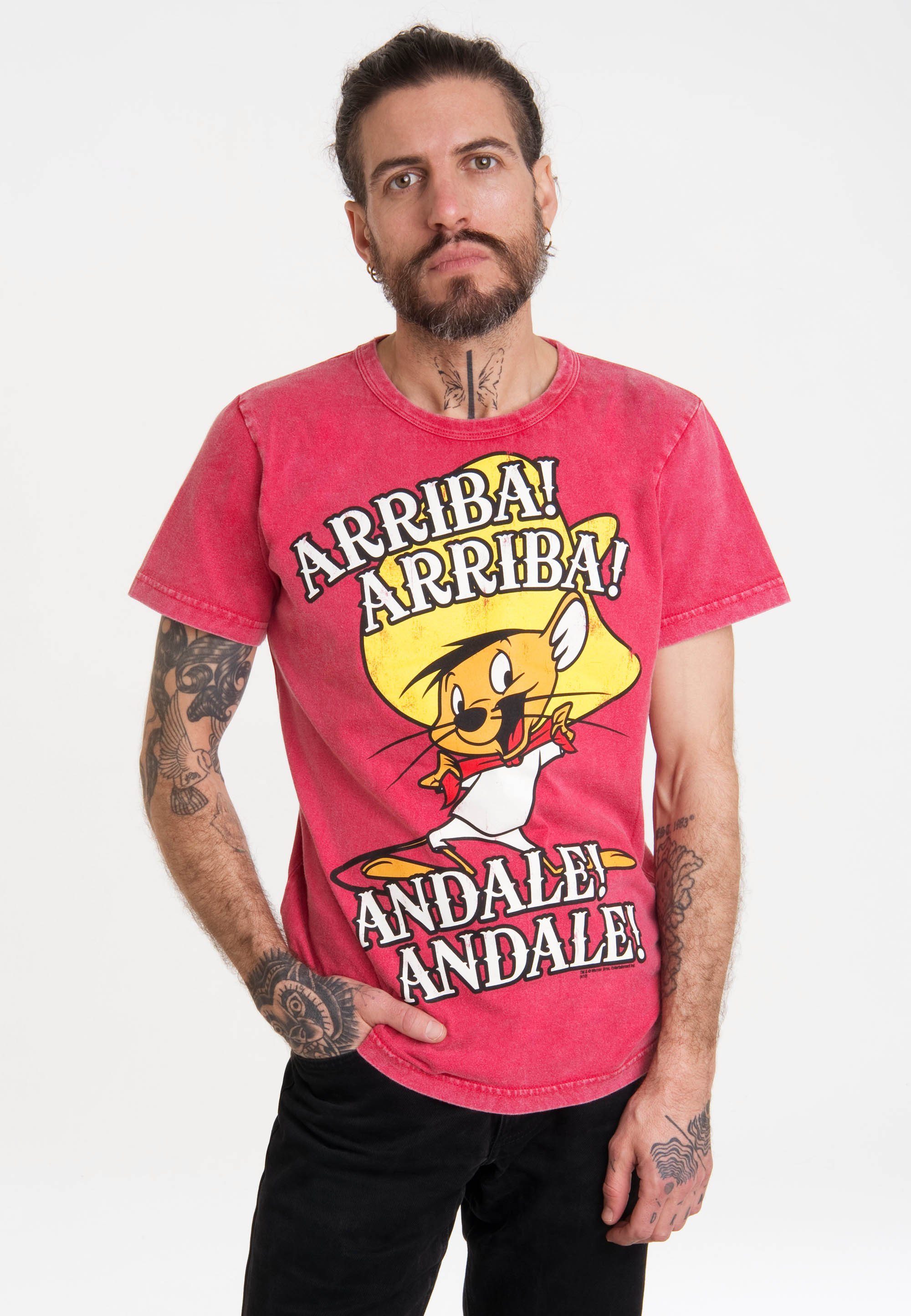 T-Shirt Speedy rot Print mit Gonzales LOGOSHIRT Looney - Tunes lizenziertem
