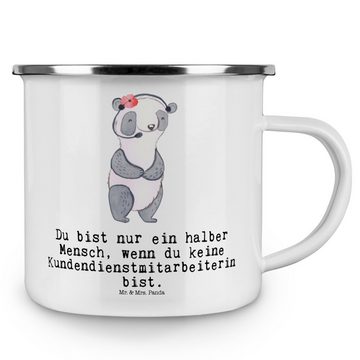 Mr. & Mrs. Panda Becher Kundendienstmitarbeiterin Herz - Weiß - Geschenk, Ausbildung, backoff, Emaille, Liebevolles Design