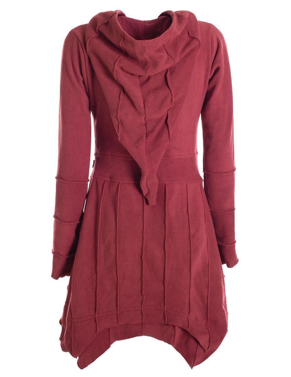 Vishes Kurzmantel Fleecemantel Cardigan Zipfelkapuzenjacke Hooded Fleece Strickjacke Goa, Ethno, Gothik, Boho Style