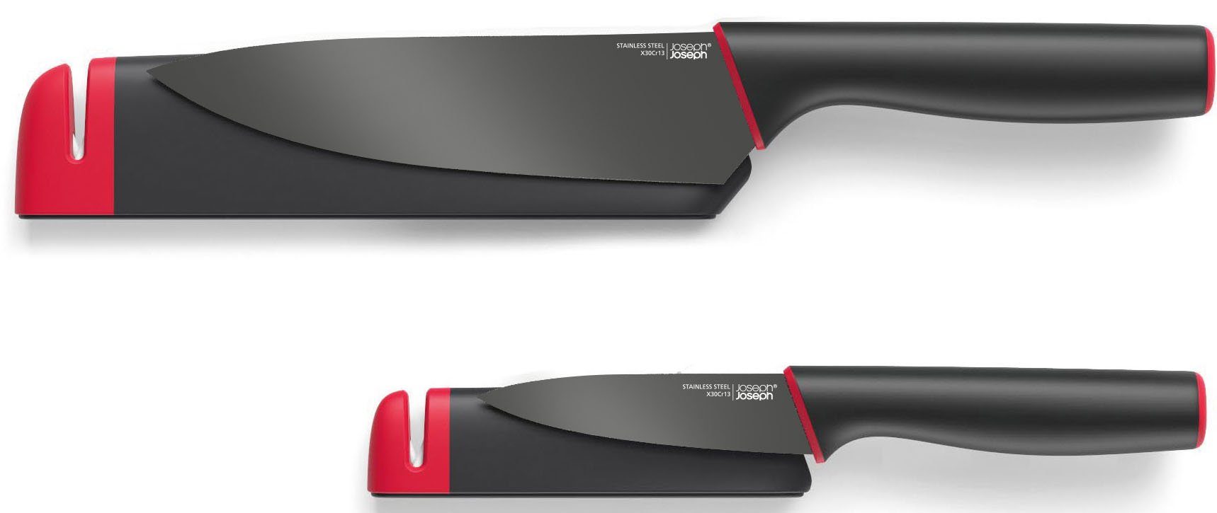 Joseph Joseph Messer-Set Slice&Sharpen (Set, und Set: Koch- mit Messerschärfer 2-tlg), integriertem Schälmesser