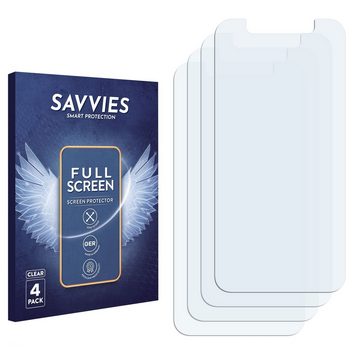 Savvies Full-Cover Schutzfolie für Apple iPhone X, Displayschutzfolie, 4 Stück, 3D Curved klar