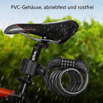 LeiGo Zahlenkettenschloss Fahrradschlösser,Sicherheitsschlösser,Drahtringe,120cm,Schwarz