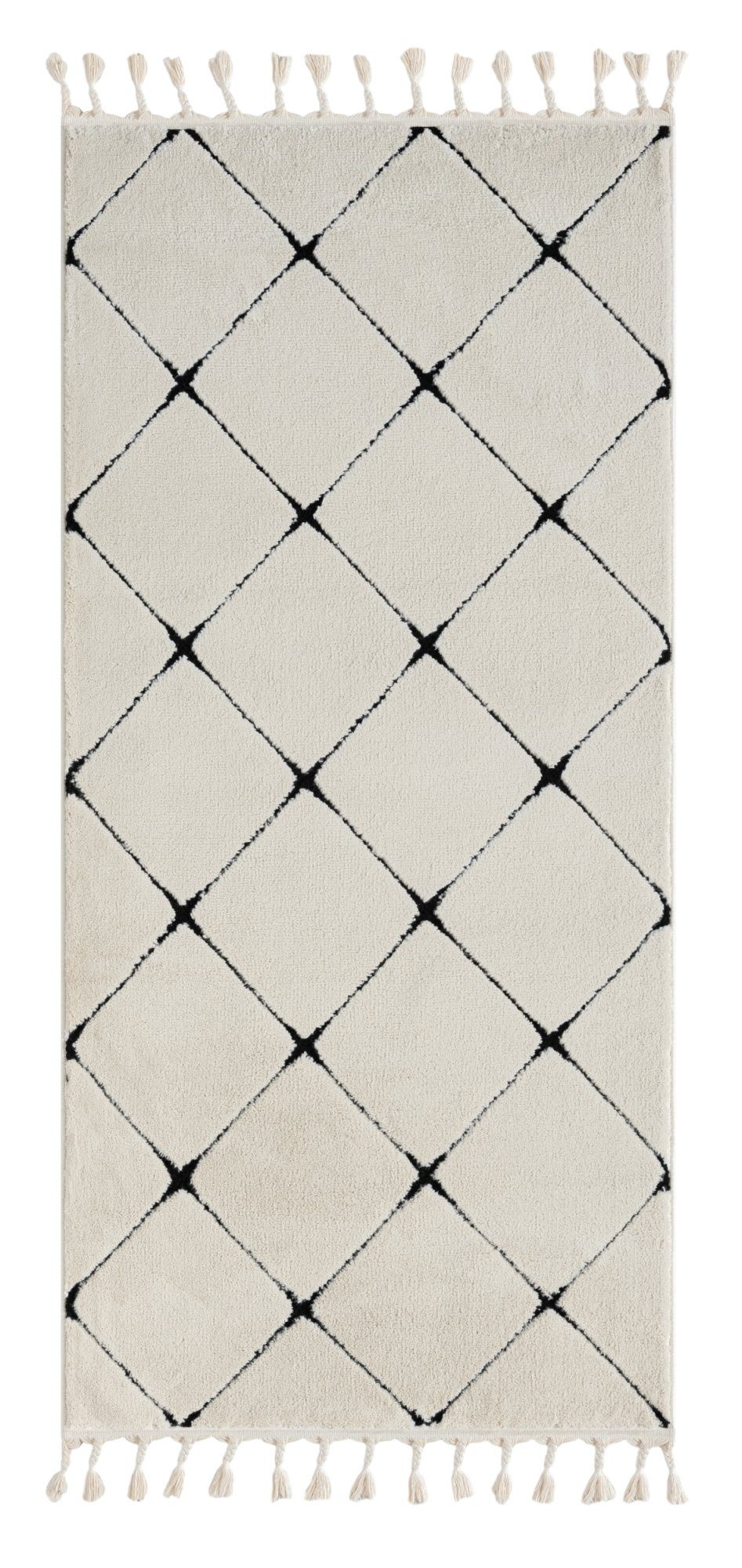 Wohnando Teppich MY-RUG Vilma, Hochflorteppich 200x100cm, Rechteckig, Höhe: 20 mm, modern, marokkanisches Design, flauschig weich, Skandi-Rautenmuster