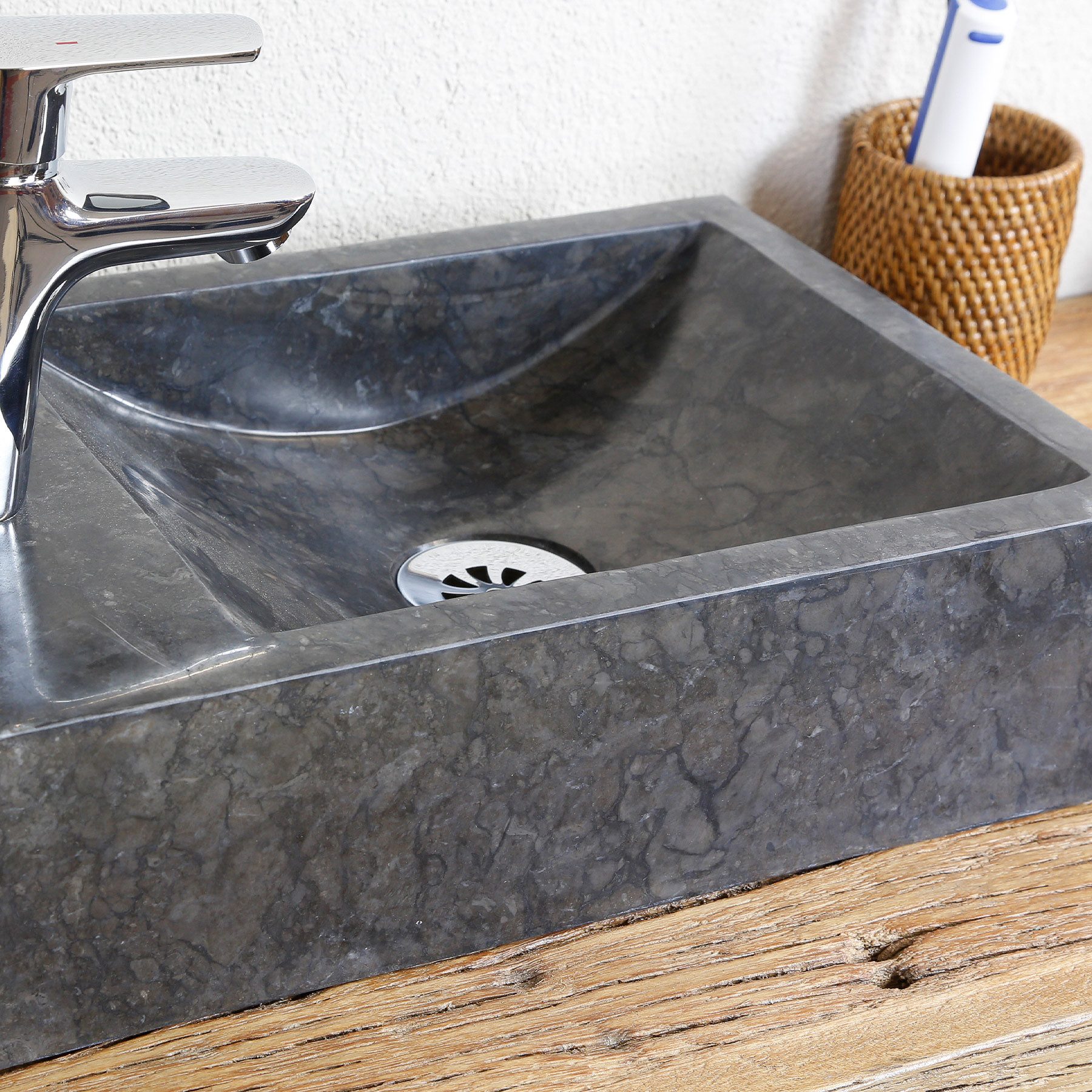 Casa Moro Waschbecken Naturstein Aufsatzwaschbecken - Marmor Waschbecken Badezimmer Gäste-WC (Indonesisches Aufsatzwaschbecken Naturstein), handgemacht MW81382510