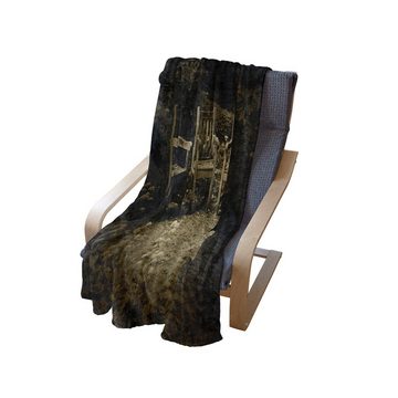 Wohndecke Gemütlicher Plüsch für den Innen- und Außenbereich, Abakuhaus, Hobbits Kleine Holz Rustikale Stühle