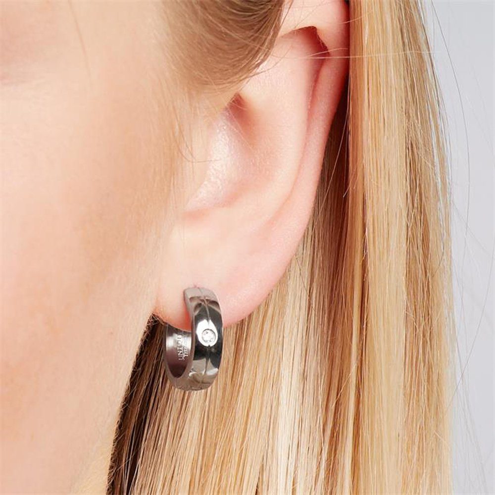 Unique Paar Ohrstecker Unique Titancreolen mit polierter Oberfläche und Ste günstig online kaufen