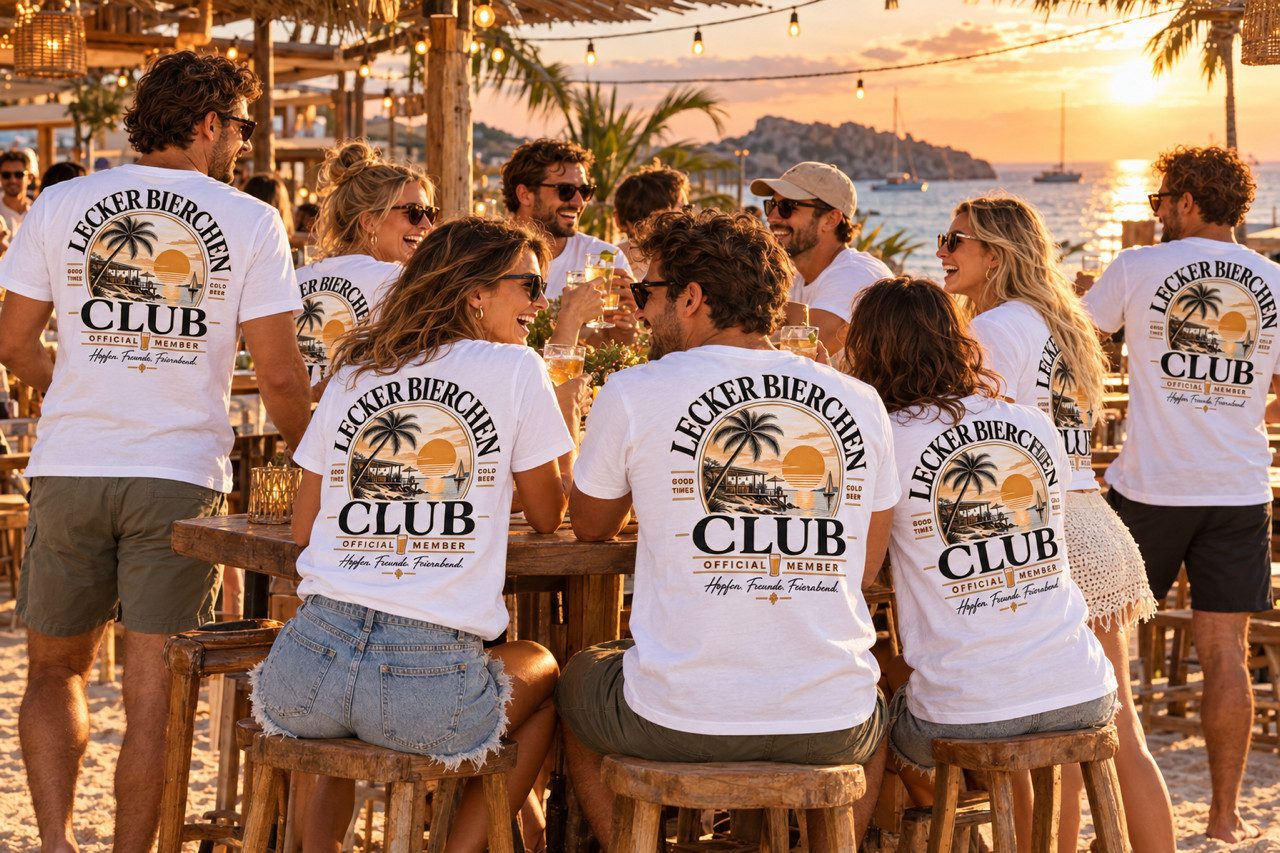 coole-fun-t-shirts Print-Shirt Herren T-Shirt Lecker Bierchen Club Weiß S–5XL Urlaub Geschenk für Biertrinker, Geschenk für Kollegen, Vereinskameraden – Bild 4 von 5