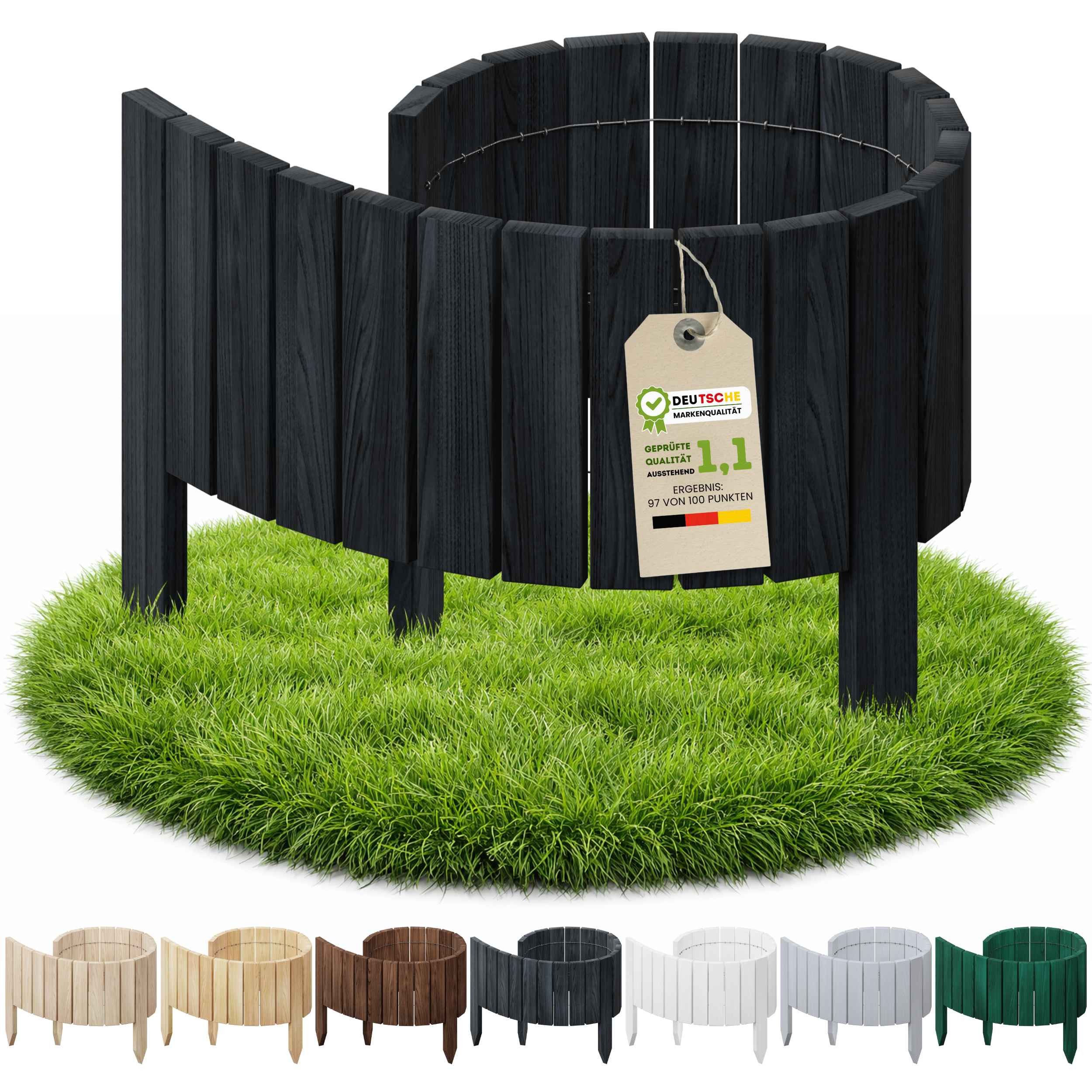 Floranica Palisade Flexible Beeteinfassung Rollborder Beetumrandung Rasenkante Holzzaun, LxH: 100x30 cm, Schwarz, Rasenbegrenzung Dekozaun Umzäunung von Blumenbeeten Kräutergarten Wege