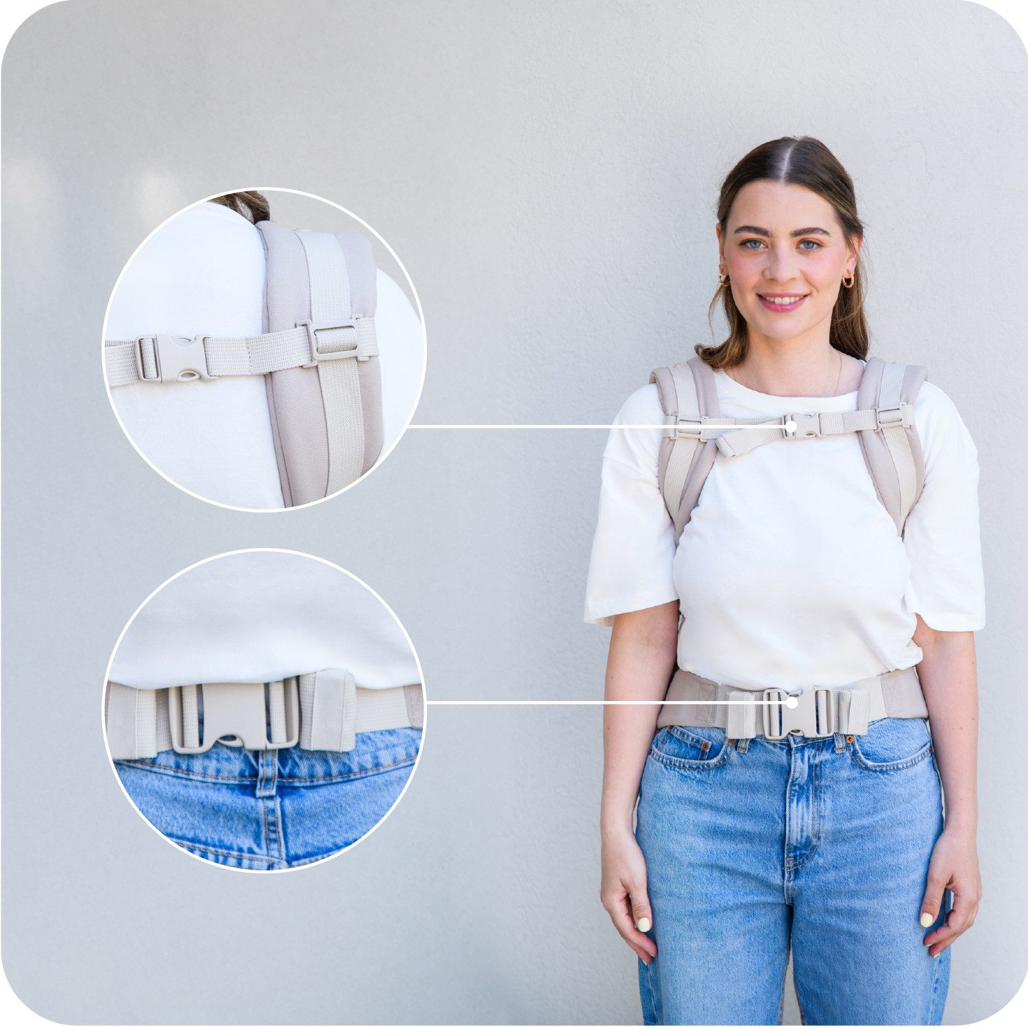 MoMi Babytrage Collet (Einzelprodukt), 2-in-1 Babytrage bis 15 kg mit verstellbarem Hüftgurt – Bild 4 von 5