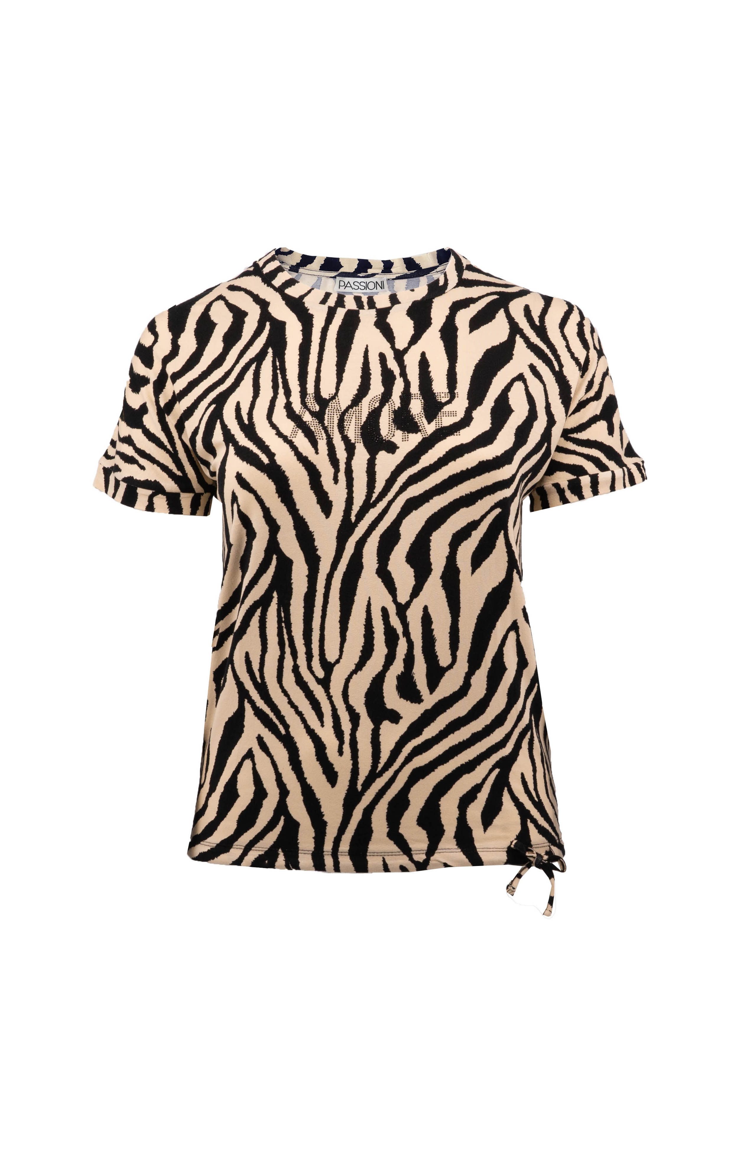 Passioni T-Shirt mit Zebra-Print und Strasssteinen – Bild 4 von 5