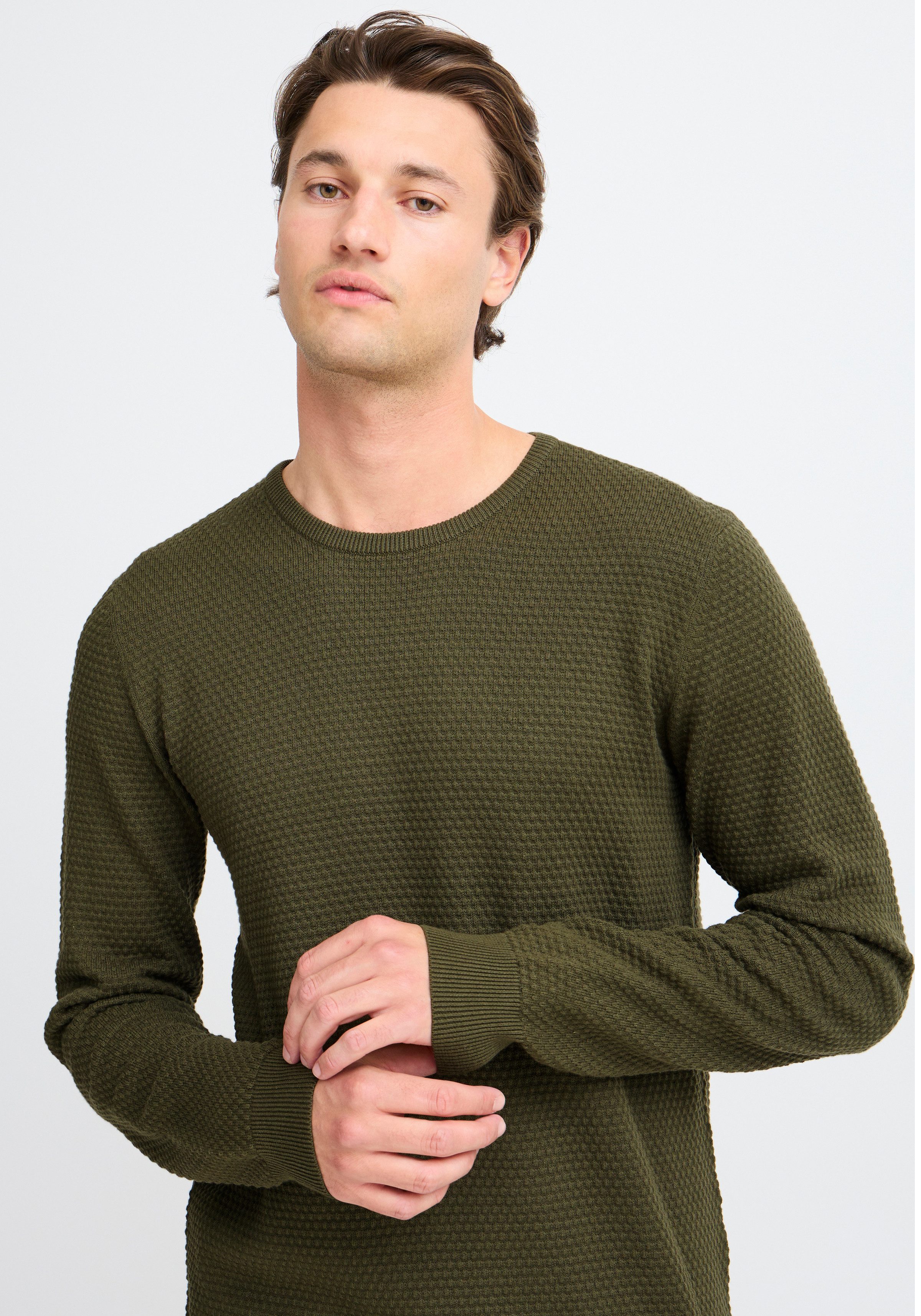 Blend Rundhalspullover BHREDHILL crewneck mit Markenlabel, aus Baumwolle, Slim Fit, ohne Verschluss