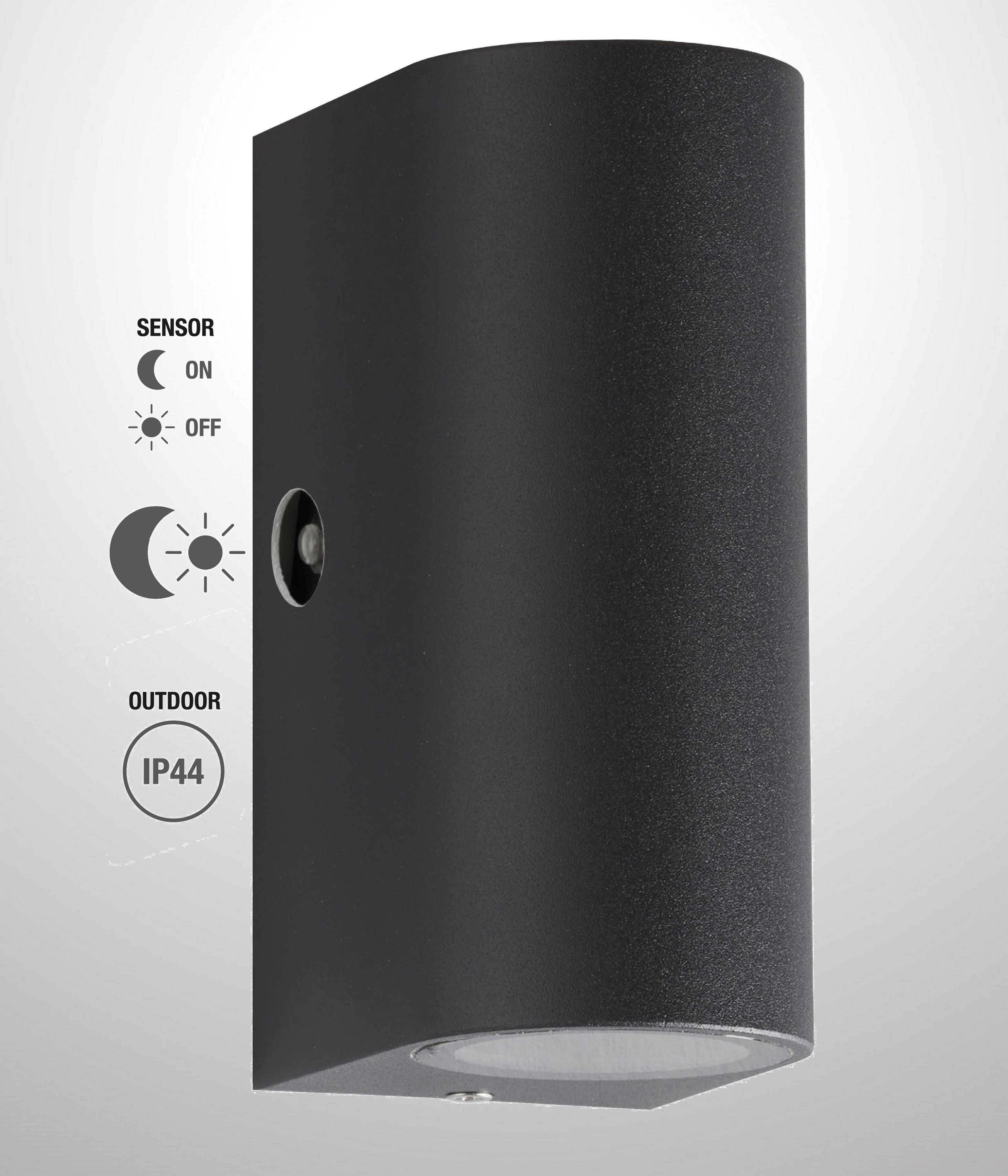 TRANGO LED Außen-Wandleuchte, Helligkeitssensor, 8012-RSAL LED UP & DOWN IP günstig online kaufen