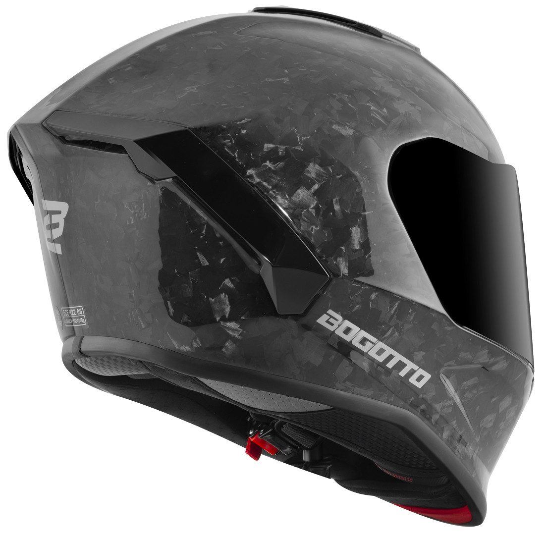 Bogotto Motorradhelm Phantom Forged Carbon Helm, vorbereitet für Kommunikationssystem,Notfallsystem-Polsterung (EQ