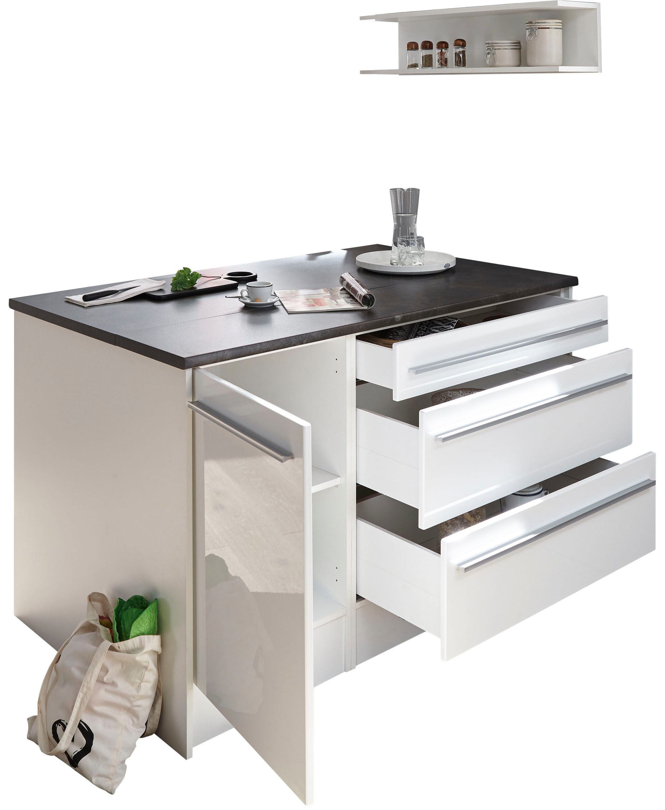 BASIC by Balculina Kücheninsel Jazz Kücheninsel, Breite 145 cm, Türen und Schubkästen