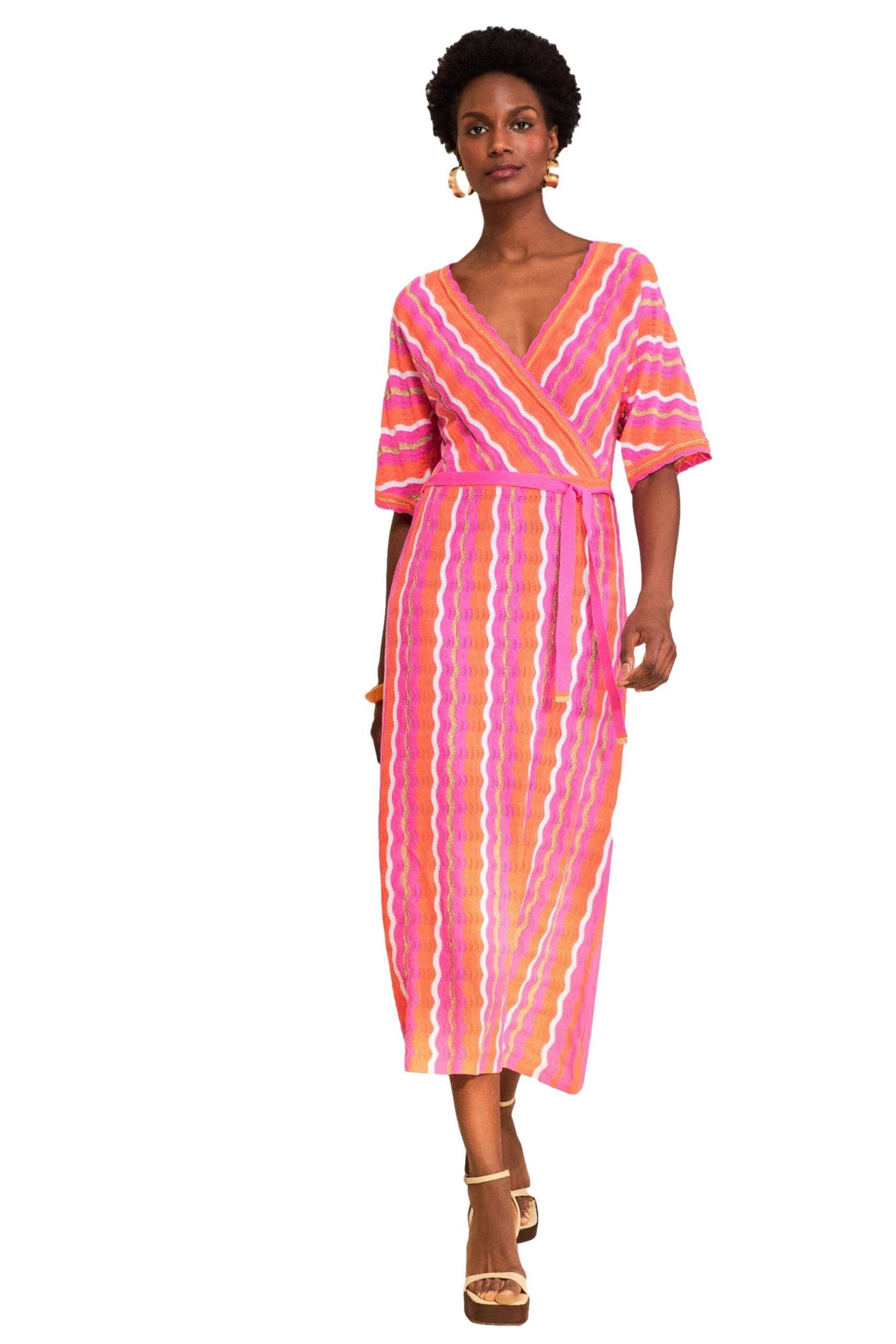 Love & Roses Midikleid Love & Roses Midi-Strickkleid mit Wickelfront (1-tlg)