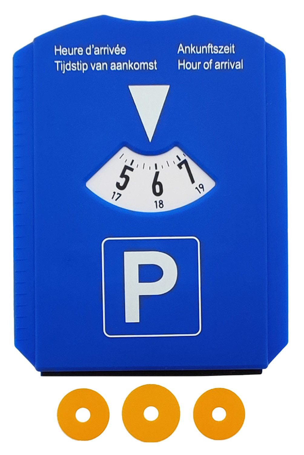 HundB Parkscheibe Parkscheibe mit 3 Einkaufswagenchips Eiskratzer Grau 1 Stück (Stück, 1-St., Parkscheibe mit 3 Einkaufswagenchips), Parkuhr Eiskratzer Parken Einkaufen