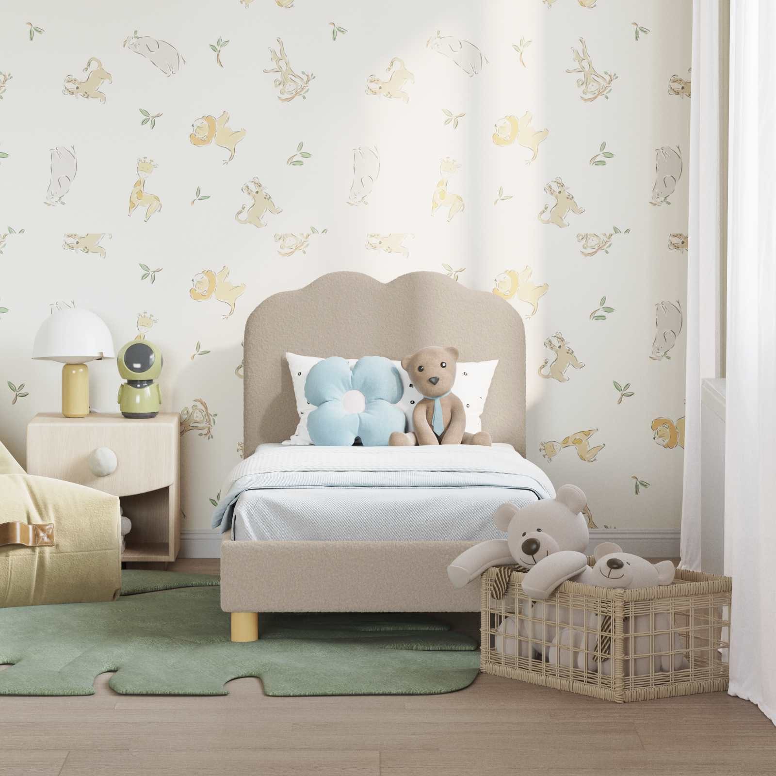 vidaXL Bett Kinderbettgestell mit Kopfteil Hellgrau 70 x 140 cm Schafstoff günstig online kaufen