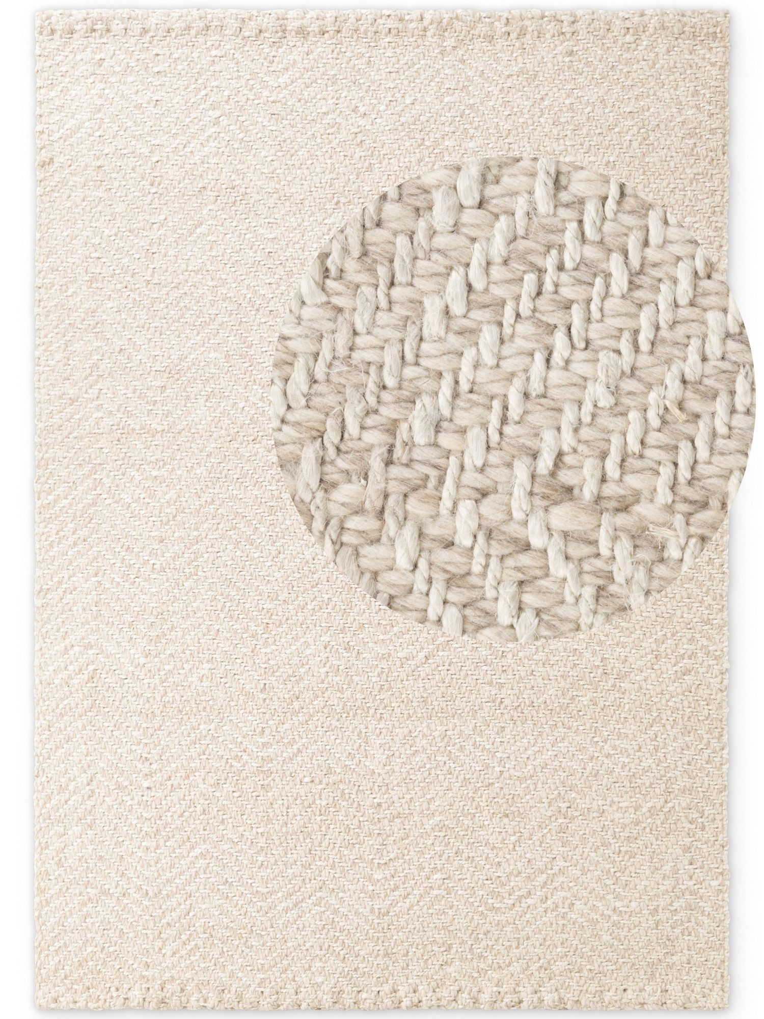 ELLE DECORATION Wollteppich Majoli, auch als Läufer, rechteckig, Höhe: 10 mm, Herringbone, Wolle, Jute, Natur, Wohnzimmer, Schlafzimmer, Boho,Skandi