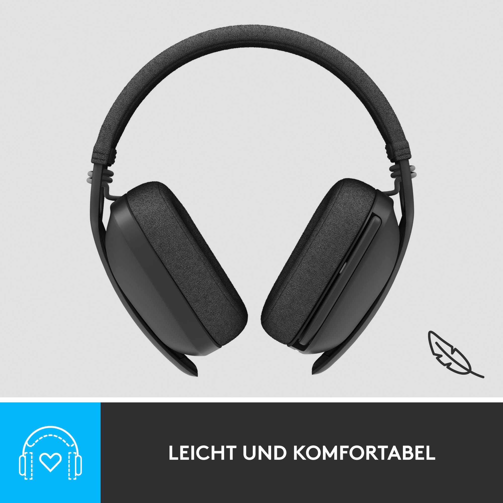 Logitech Zone Vibe 125 Bluetooth) Gaming-Headset (ANC), Cancelling (Active Freisprechfunktion, Noise