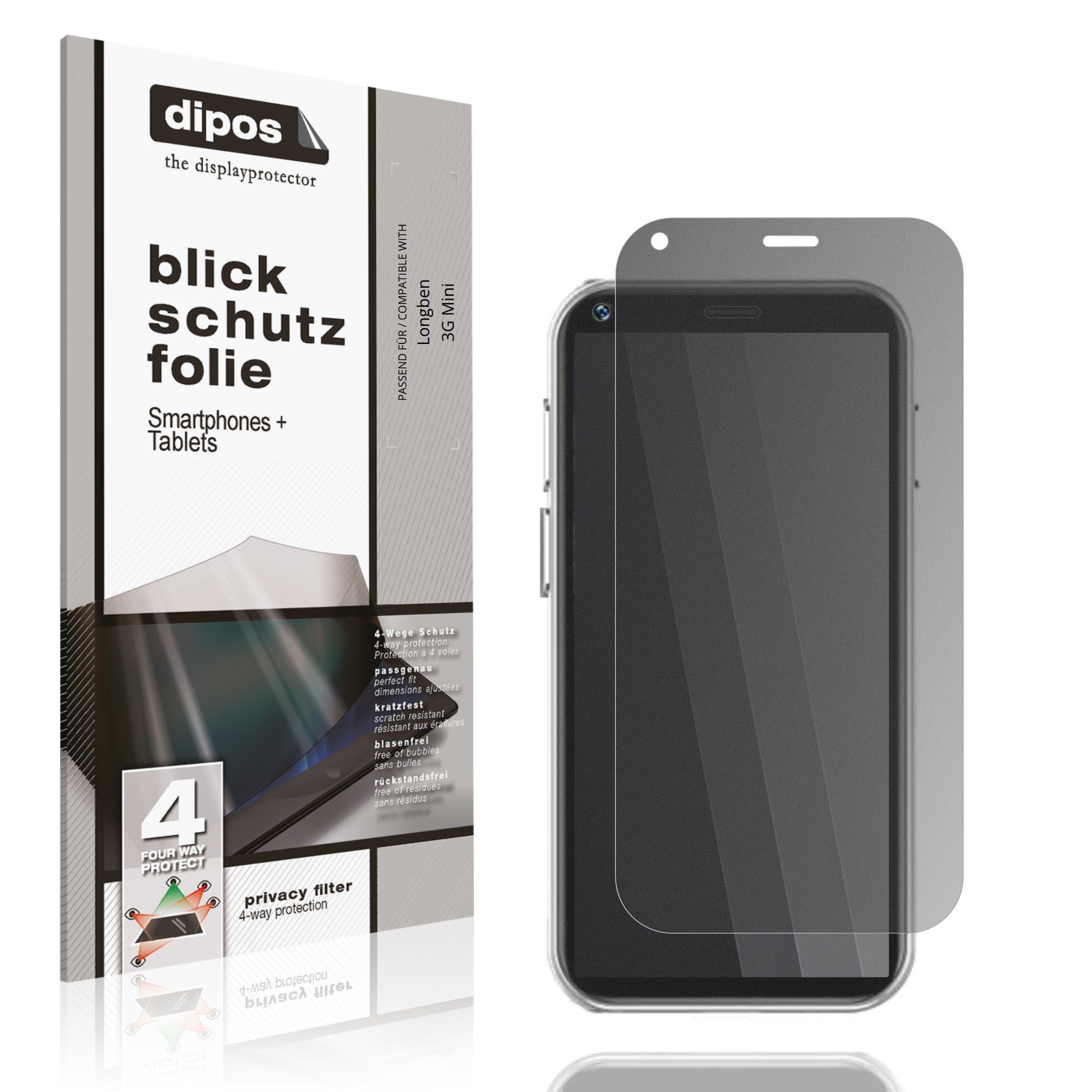 dipos Displayschutzfolie Schutzfolie für Longben 3G Mini, 1 Stück, Displayschutz Schutz Folie Made in Germany