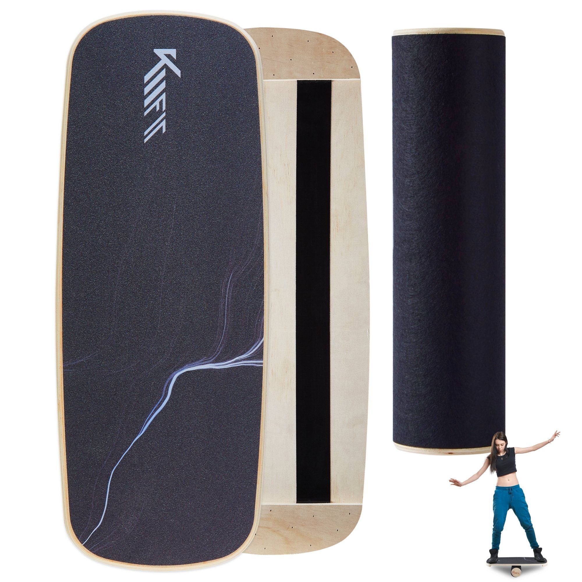 kg, 200 Indoor rutschfester & Belastbarkeit: Max. Fit KM Balanceboard inklusive Kraft- Oberfläche - Gleichgewichtstrainer