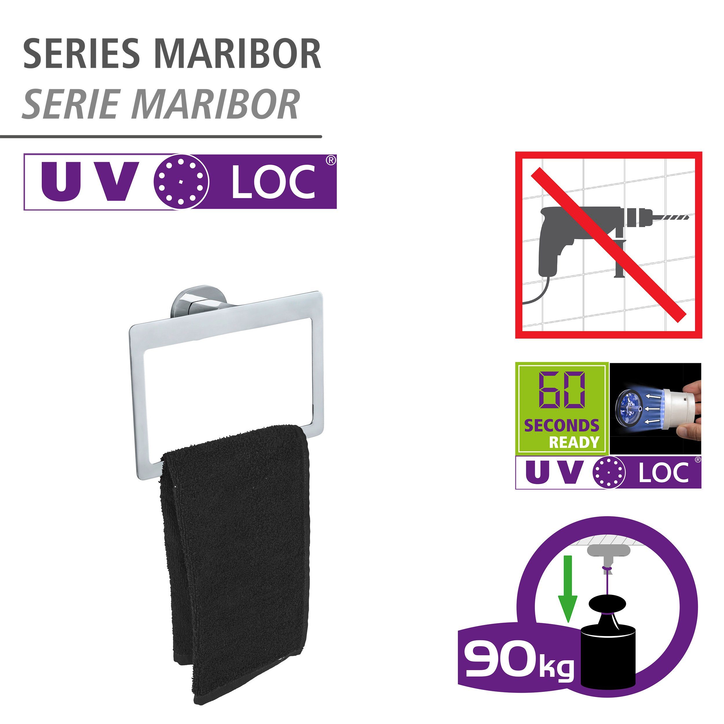 UV-Loc® WENKO Bohren Handtuchring ohne befestigen Maribor,