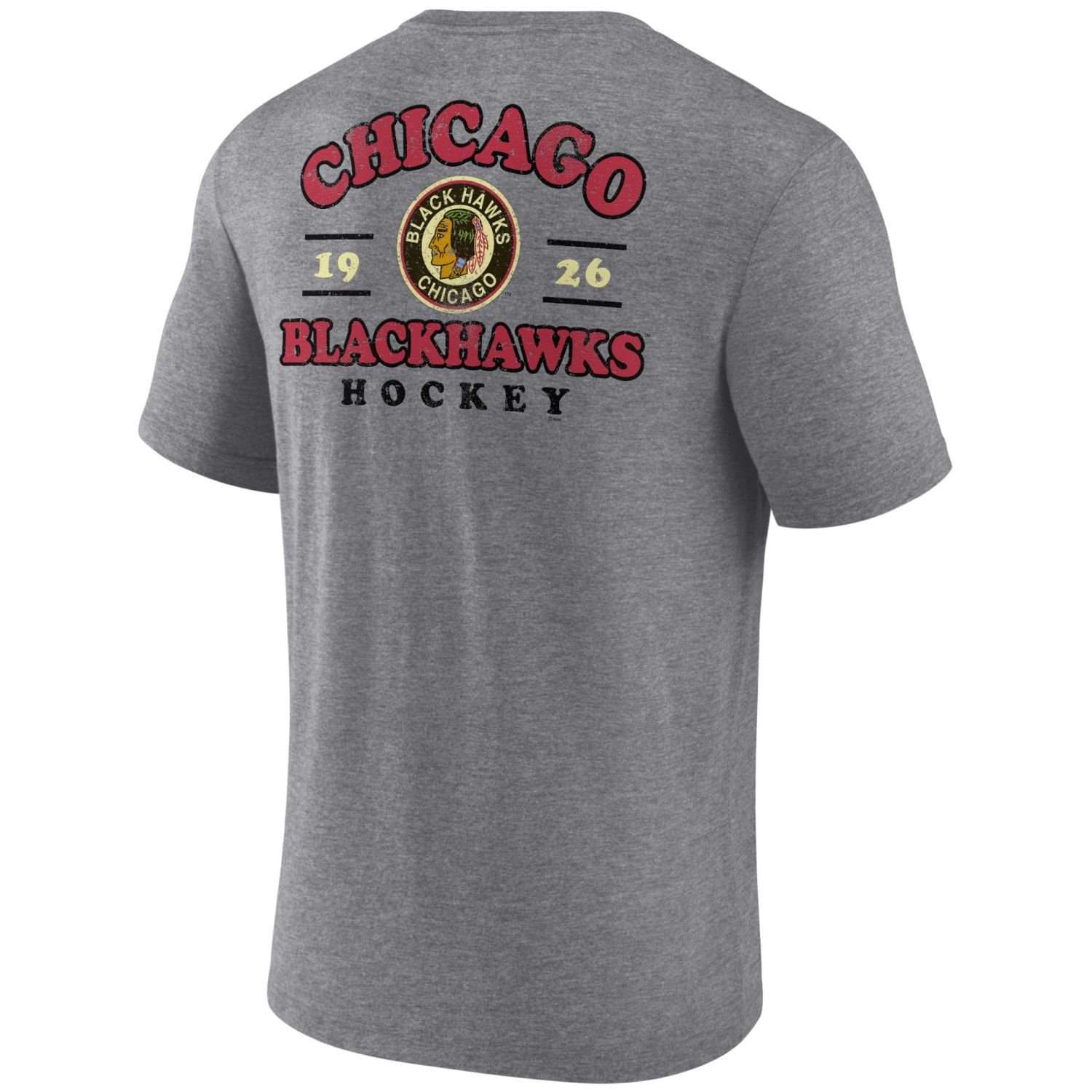 gre TriBlend Print-Shirt Fanatics Backprint Chicago Blackhawks heather