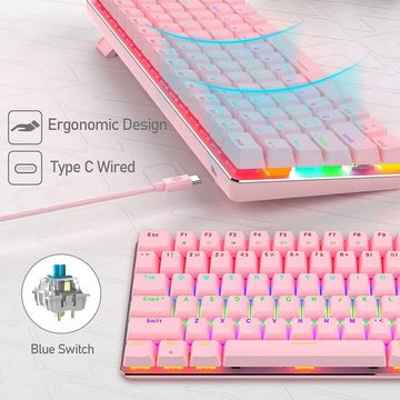 ZIYOU LANG Tastatur- und Maus-Set, roter Schalter Anti-Ghosting-Tasten+RGB 6400 DPI Leichte Gaming-Maus