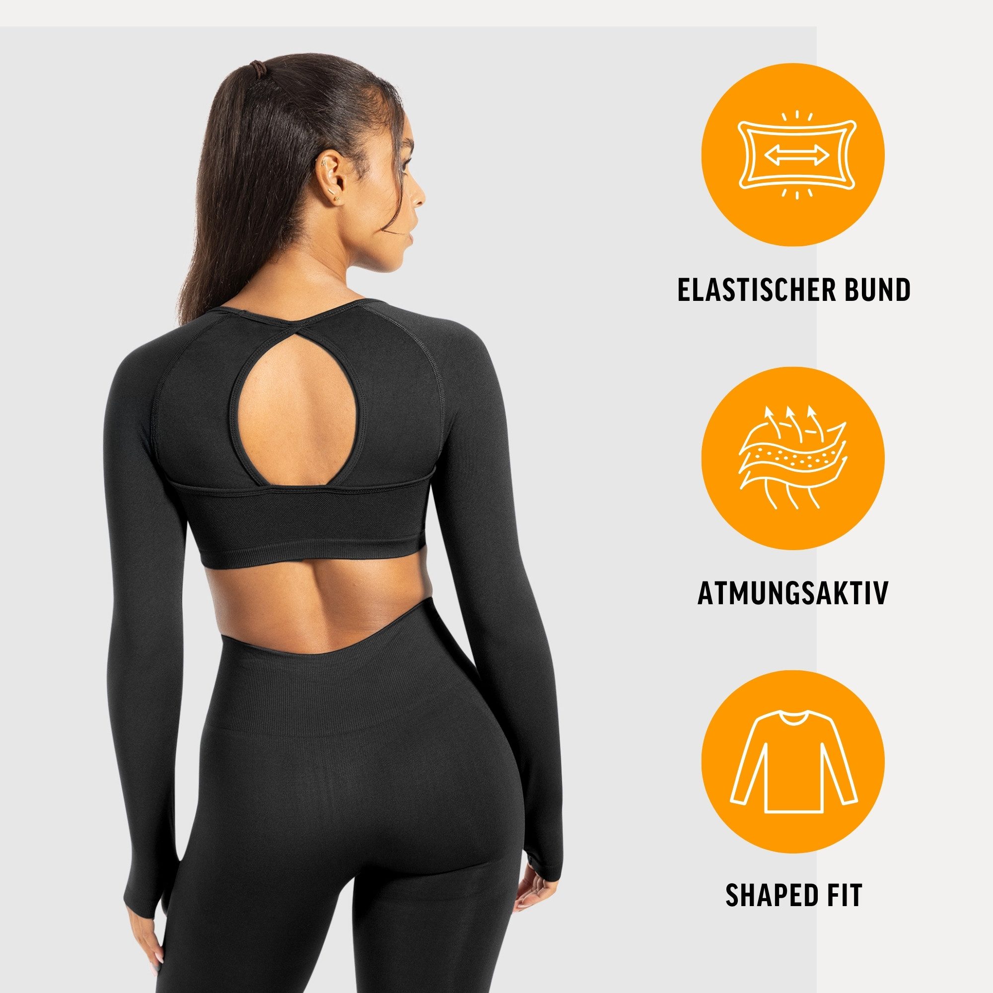 Smilodox Longsleeve Longsleeve Linnea mit Rückenausschnitt & Daumenloch, Gy günstig online kaufen