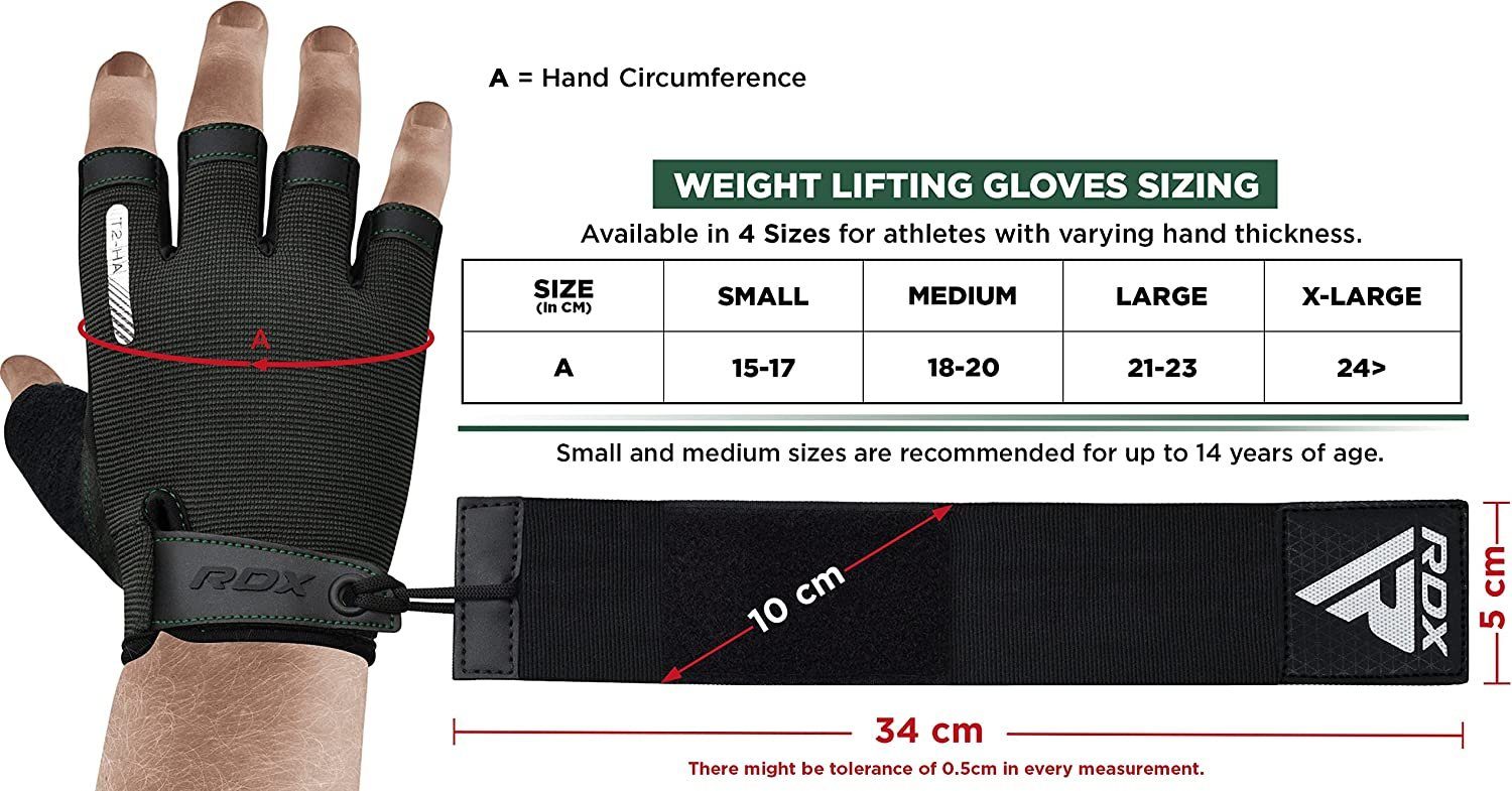 RDX Trainingshandschuhe RDX Gewichtheberhandschuhe, GREEN extra dehnbare lange Handgelenkstütze