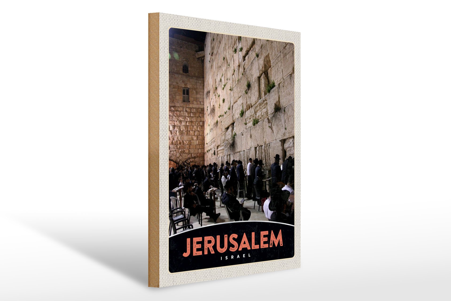Femer GmbH Holzbild Reise 30x40cm Jerusalem Israel Gebet beten, (1 St), Glatte Holzfaserplatte (MDF), vorn beschichtet