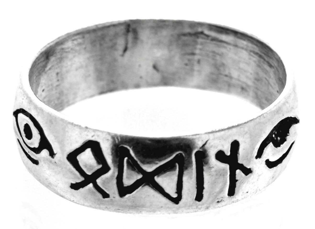 of 52-76 Kiss Fingerring Silberring Runen Gott Odin, Auge Ring Sonne Leather Gr.