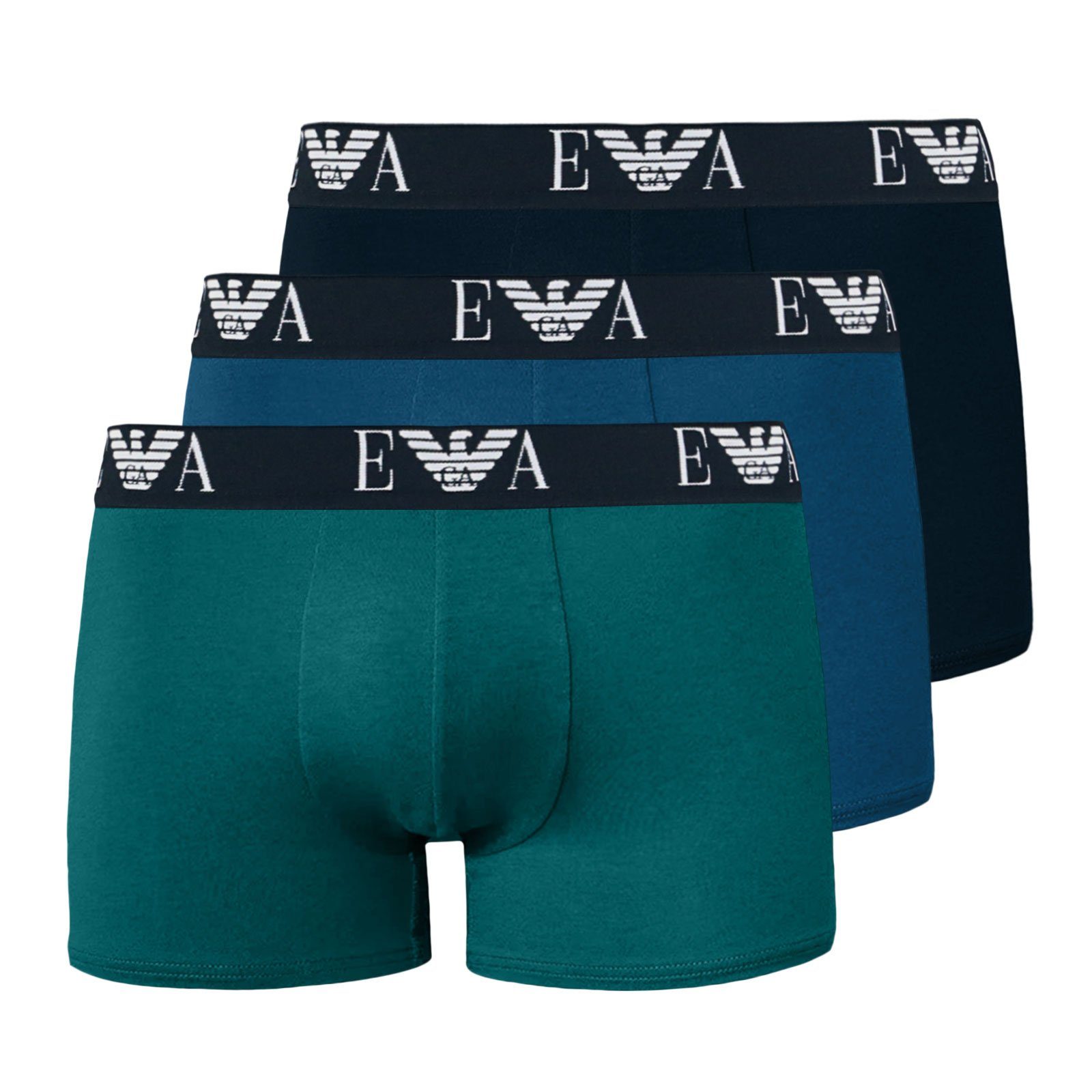 Emporio Armani Trunk 3er Pack Trunk Stretch Cotton (3-St., 3er Pack, 3x unifarben) mit umlaufenden Markenlogos am Bund