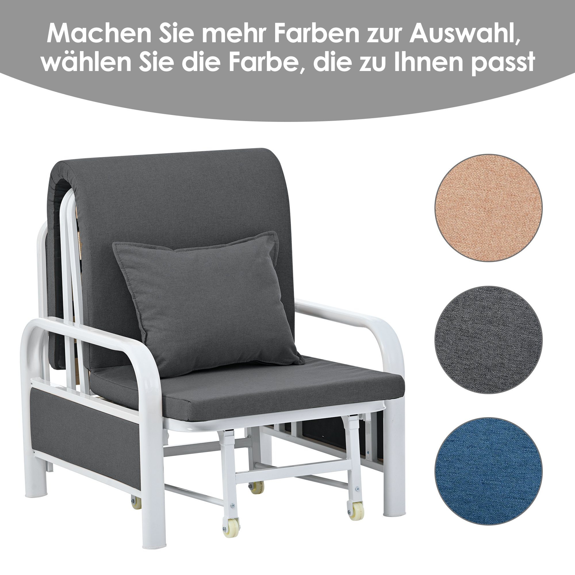 in Odikalo 1 Farben Sessel, Chaiselongue Schwarz Kissen,umwandelbar, 2 Liegen, mit Schlafsofa 3