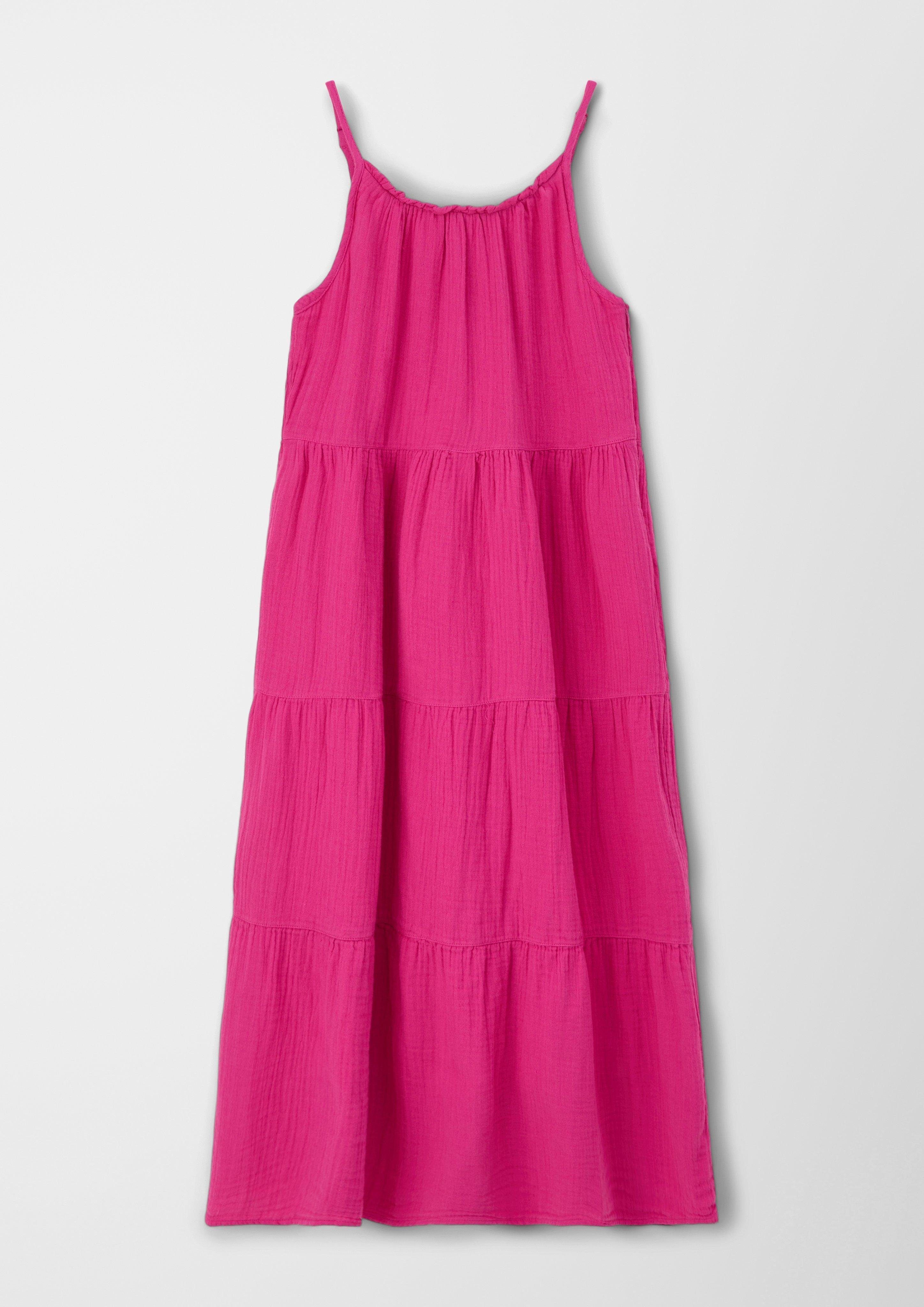 s.Oliver Maxikleid Kleid im Stufendesign Raffung, Volants pink