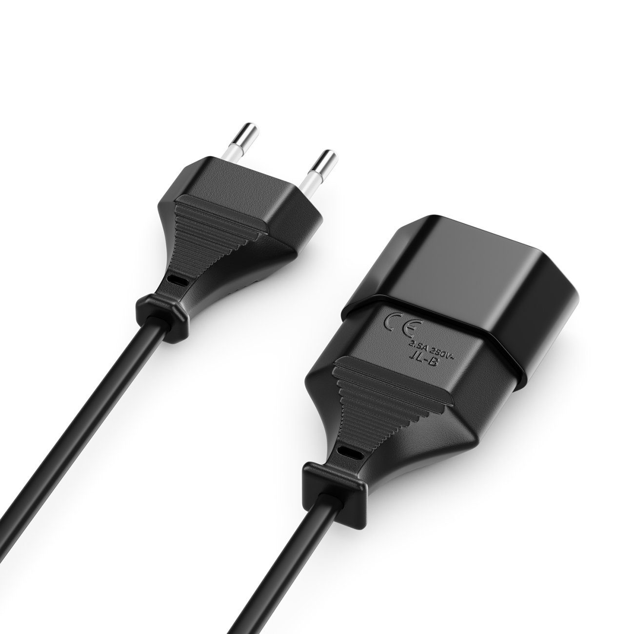 deleyCON deleyCON 3m Stromkabel Verlängerung Eurostecker auf Typ-C Euro Buchse Stromkabel