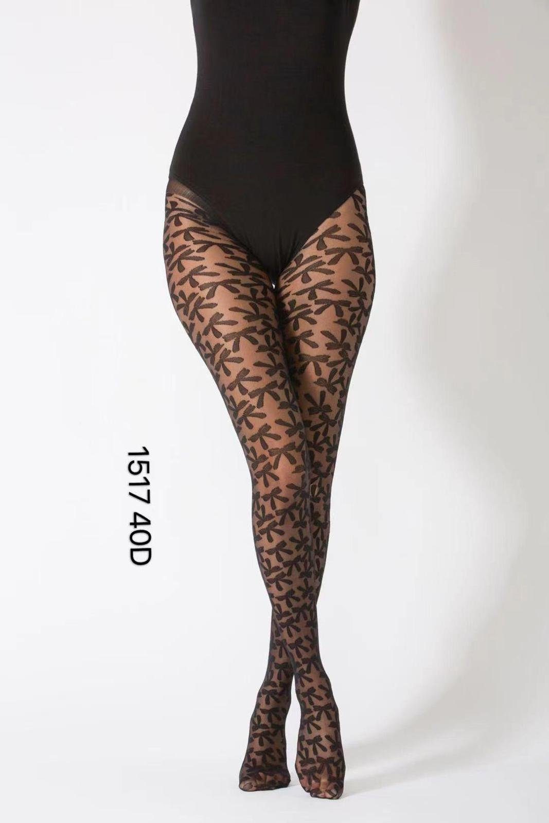 cofi1453 Strumpfhose Damen Strumpfhose mit Muster Nero Frauen Hose Socken 40 DEN schwarz