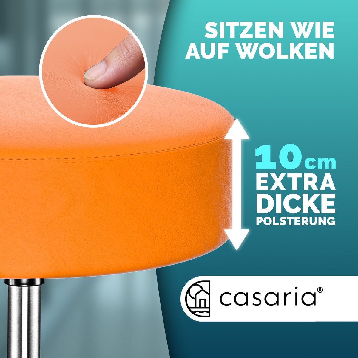 Casaria Drehhocker, Höhenverstellbar 10cm Polsterung 46-60cm günstig online kaufen