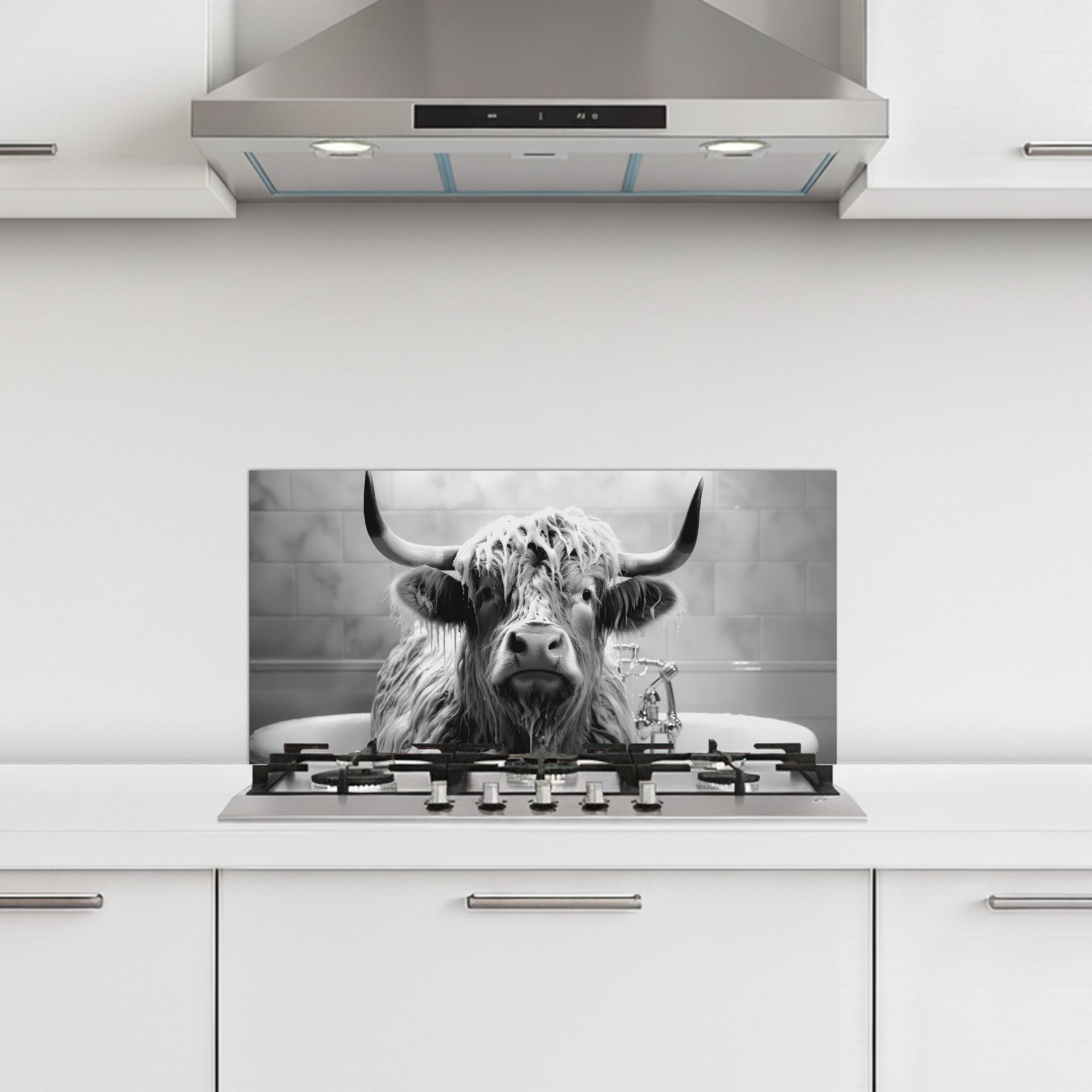 MuchoWow Küchenrückwand selbstklebend Schottischer Highlander - Schwarz und günstig online kaufen