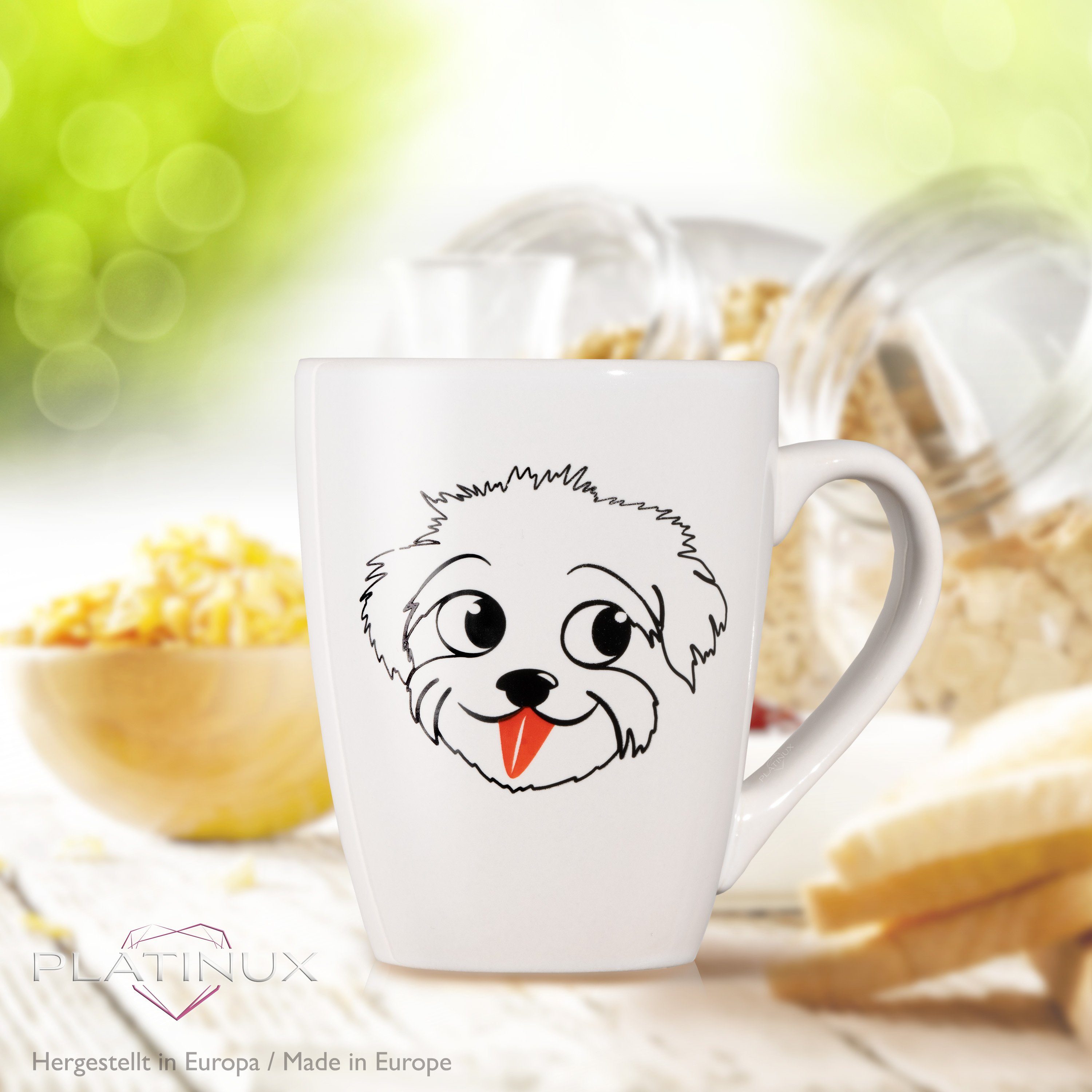 mit "Einstein", Teetasse Teebecher 250ml Kaffeebecher Hunde PLATINUX Kaffeetasse Tasse Keramik mit Tasse Motiv Griff Keramik, aus