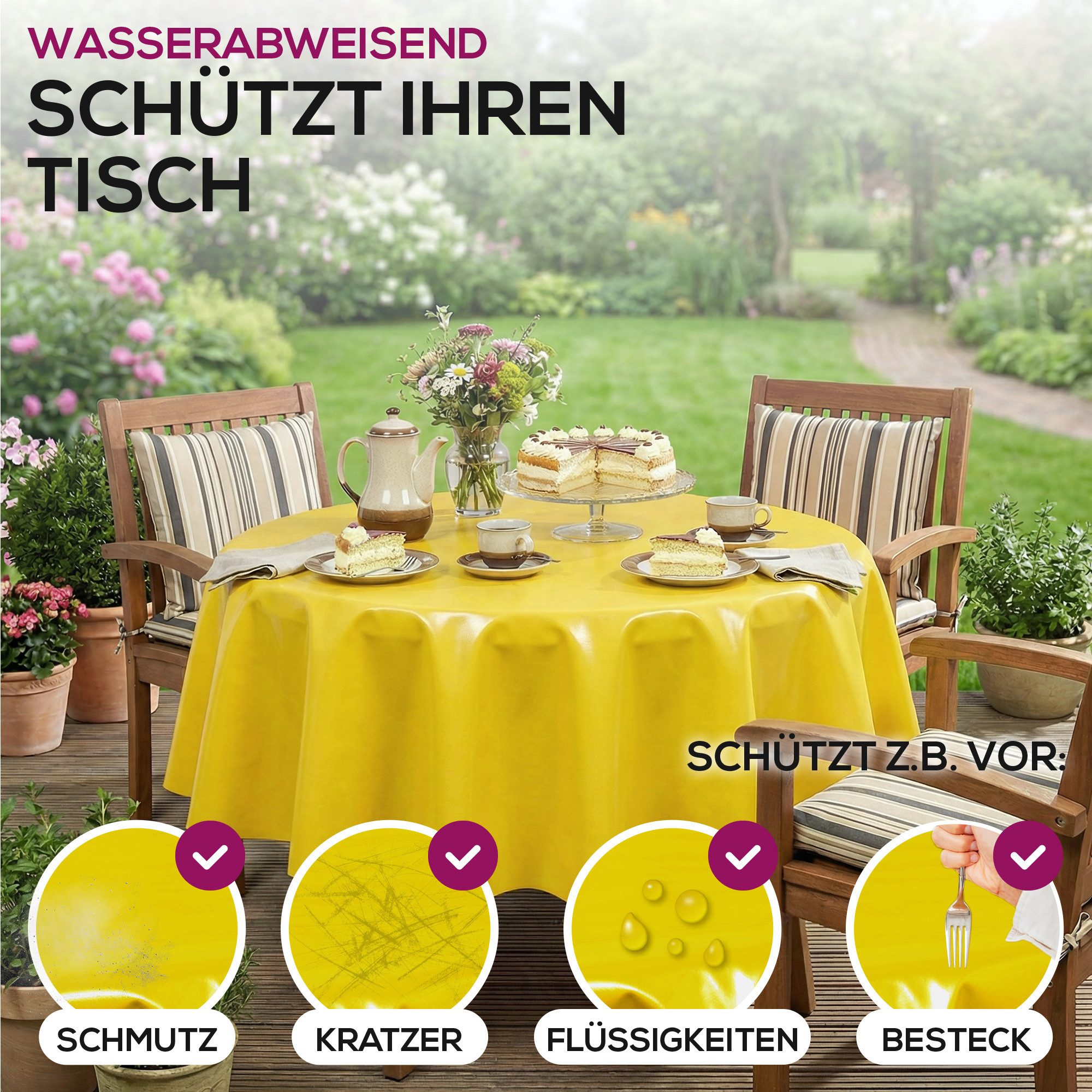Beautex Tischdecke Uni Wachstuchtischdecke OVAL RUND ECKIG, Wachstuch abwischbar (1-tlg)