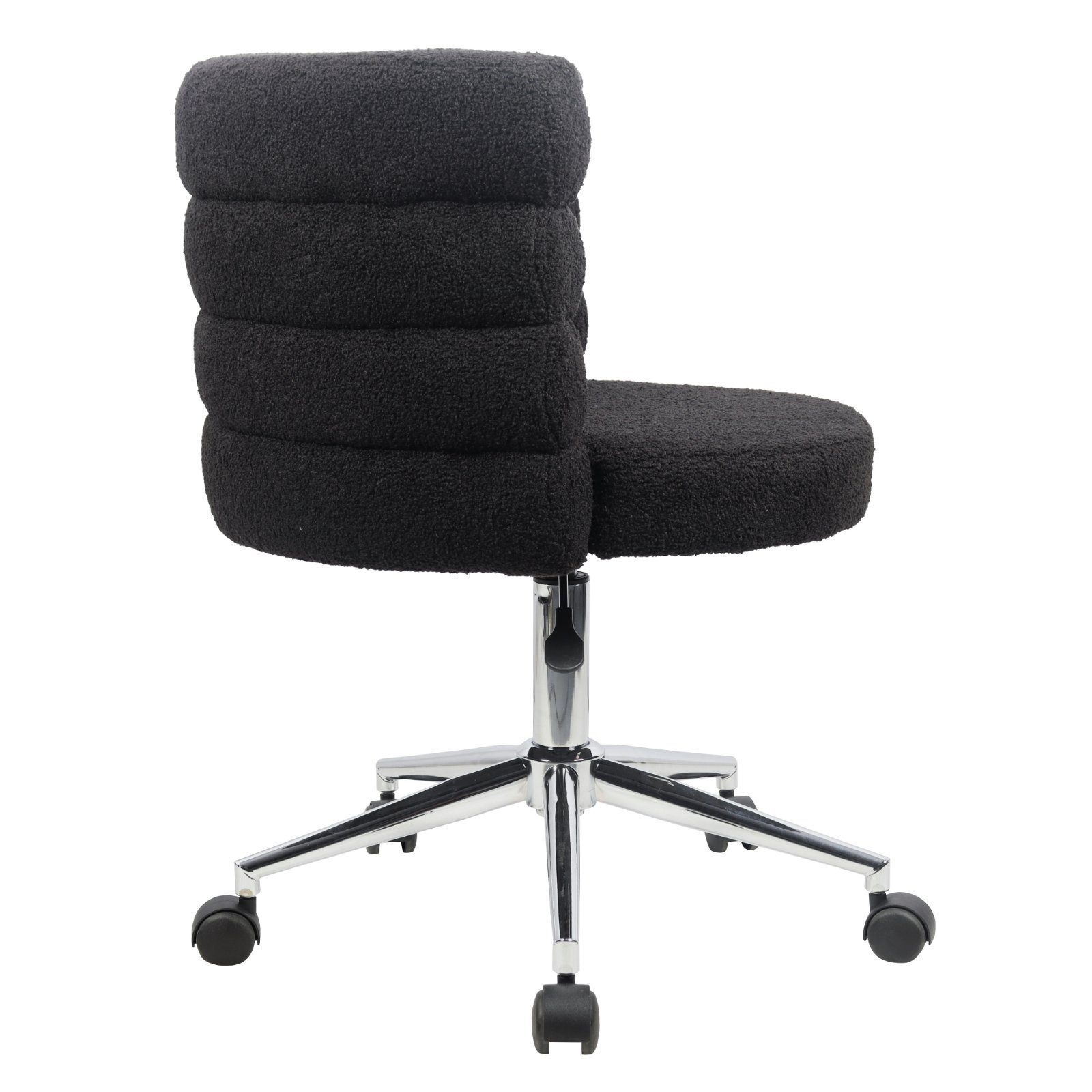SVITA Schreibtischstuhl CLOUD, Bezug aus Teddyboucle, Drehstuhl, Rollen, Höhenverstellbar, Schwarz